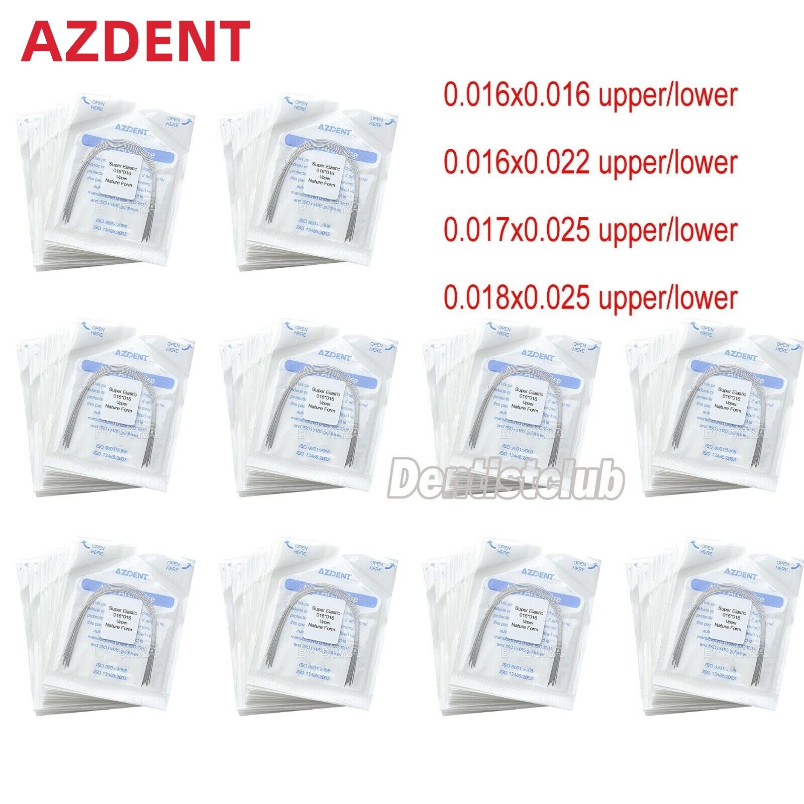 AZDENT Dental Orthodontic Niti Super Elastic Rectangular Arch Wires Nature Form