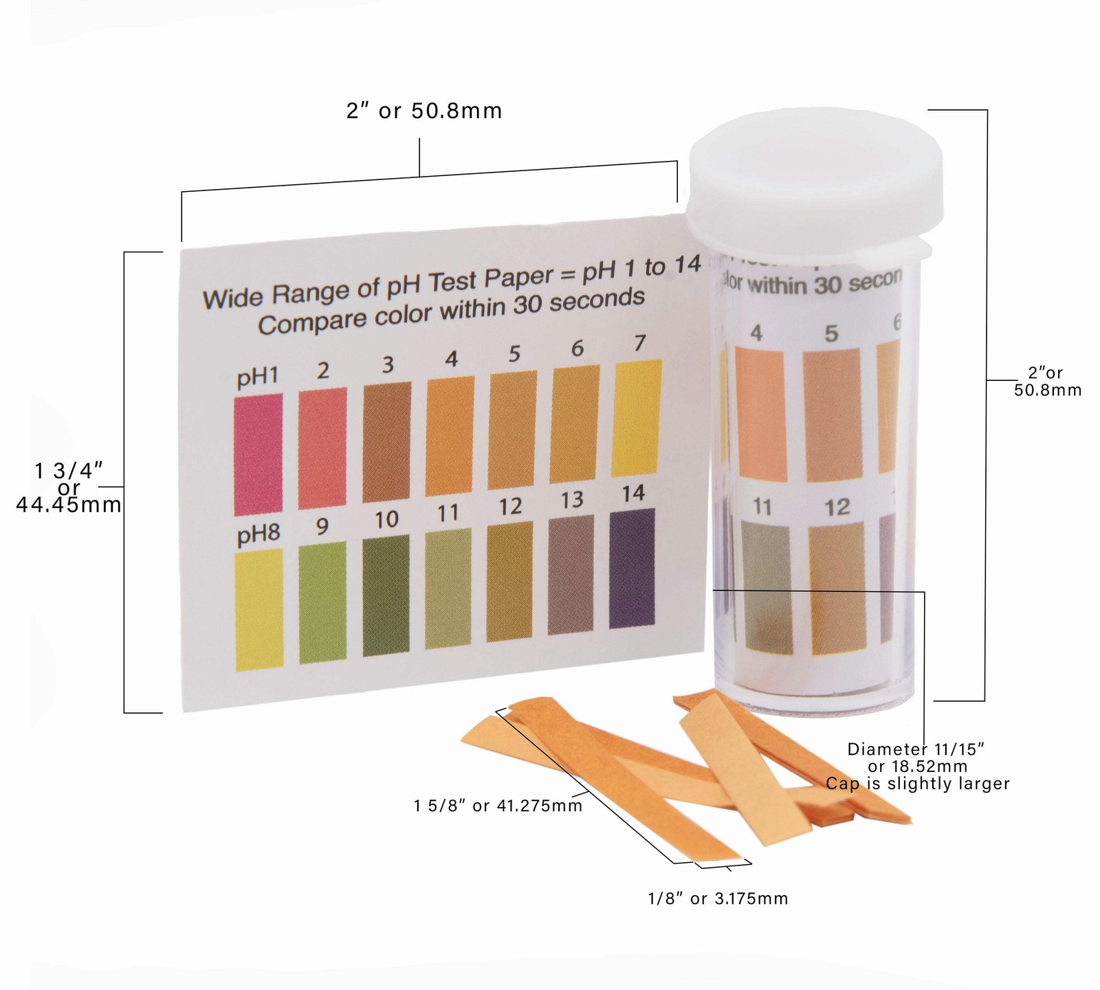 Wide-Range pH Test Paper Range 1-14, with 100 Strips. Useful in science