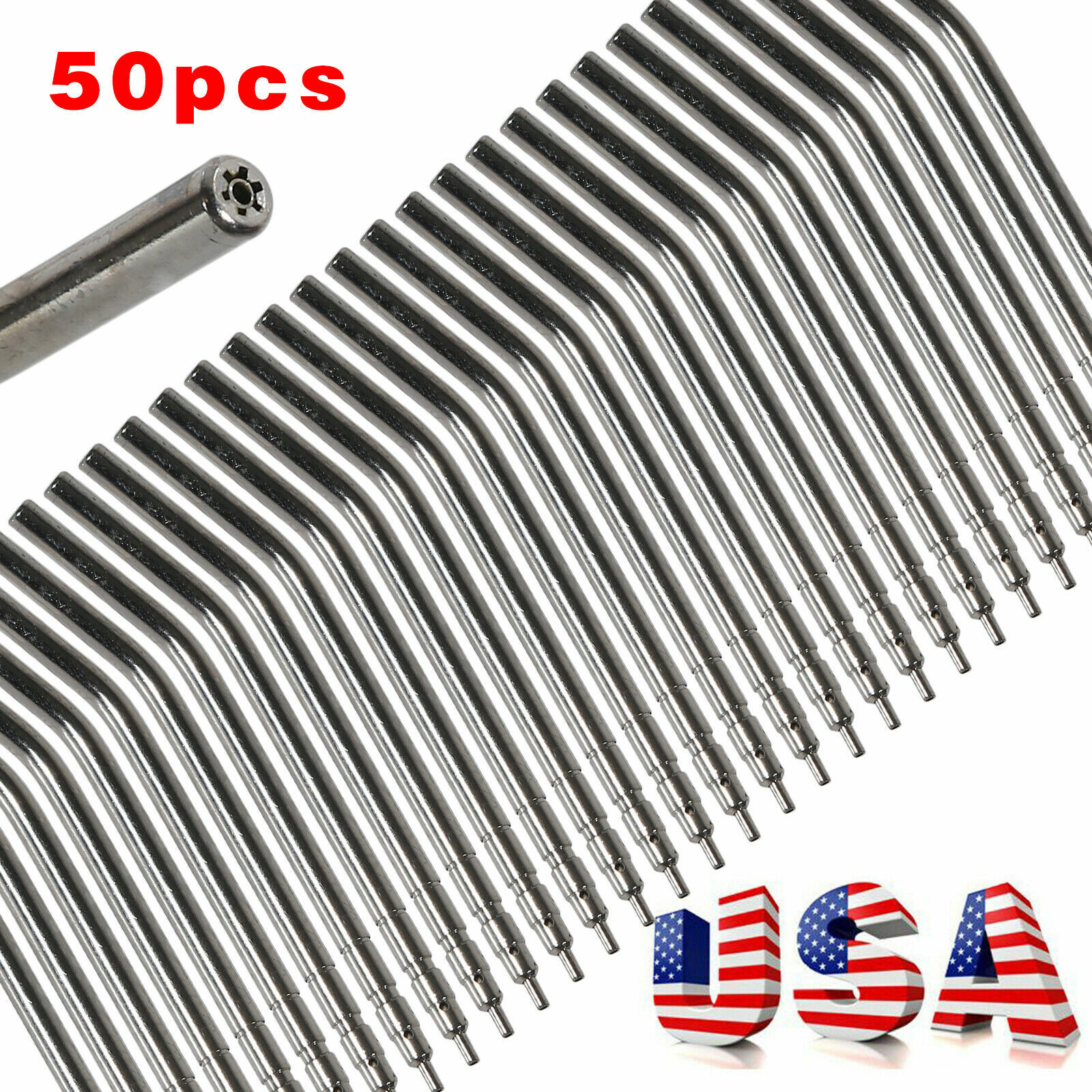 50 PCS Dental Air Water Spray Triple Syringe Solid Alloy Nozzles/Tips/Tubes