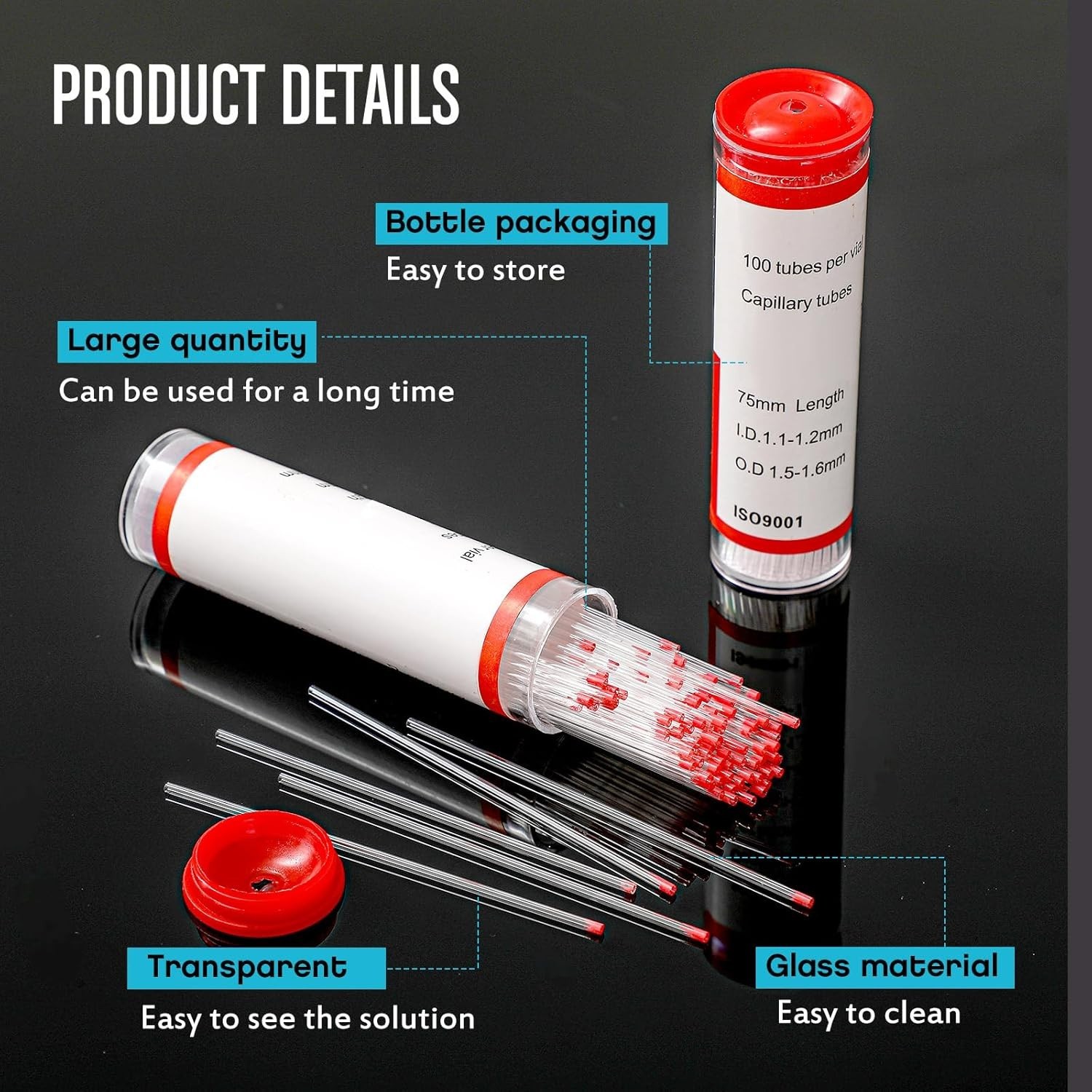 Efficient 200 Pcs Glass Capillary Tubes 75mm – Versatile Lab Use and Sampling