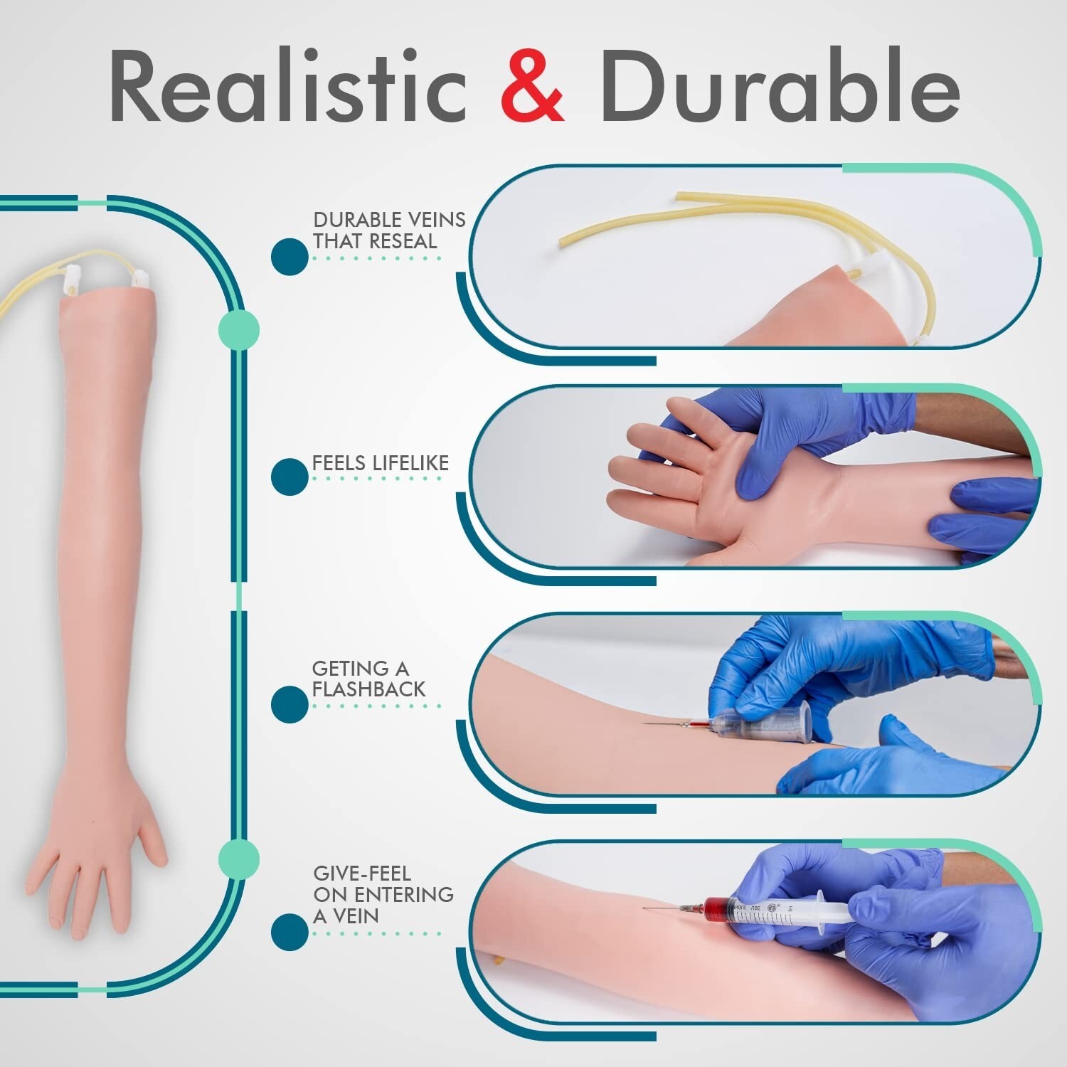 Realistic Phlebotomy Practice Kit with Online IV Training for Healthcare Pros
