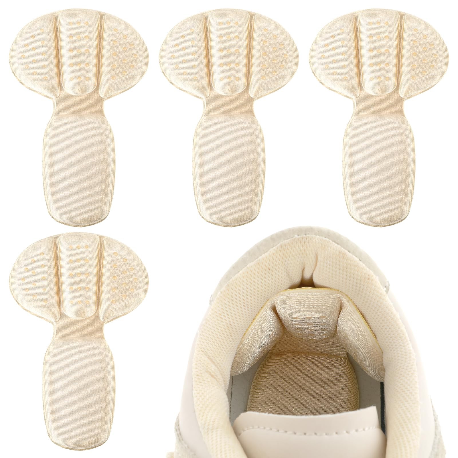 Back of Heel Cushion Pads, 4Pcs Mesh Adhesive Grips 2 Pairs, Nude