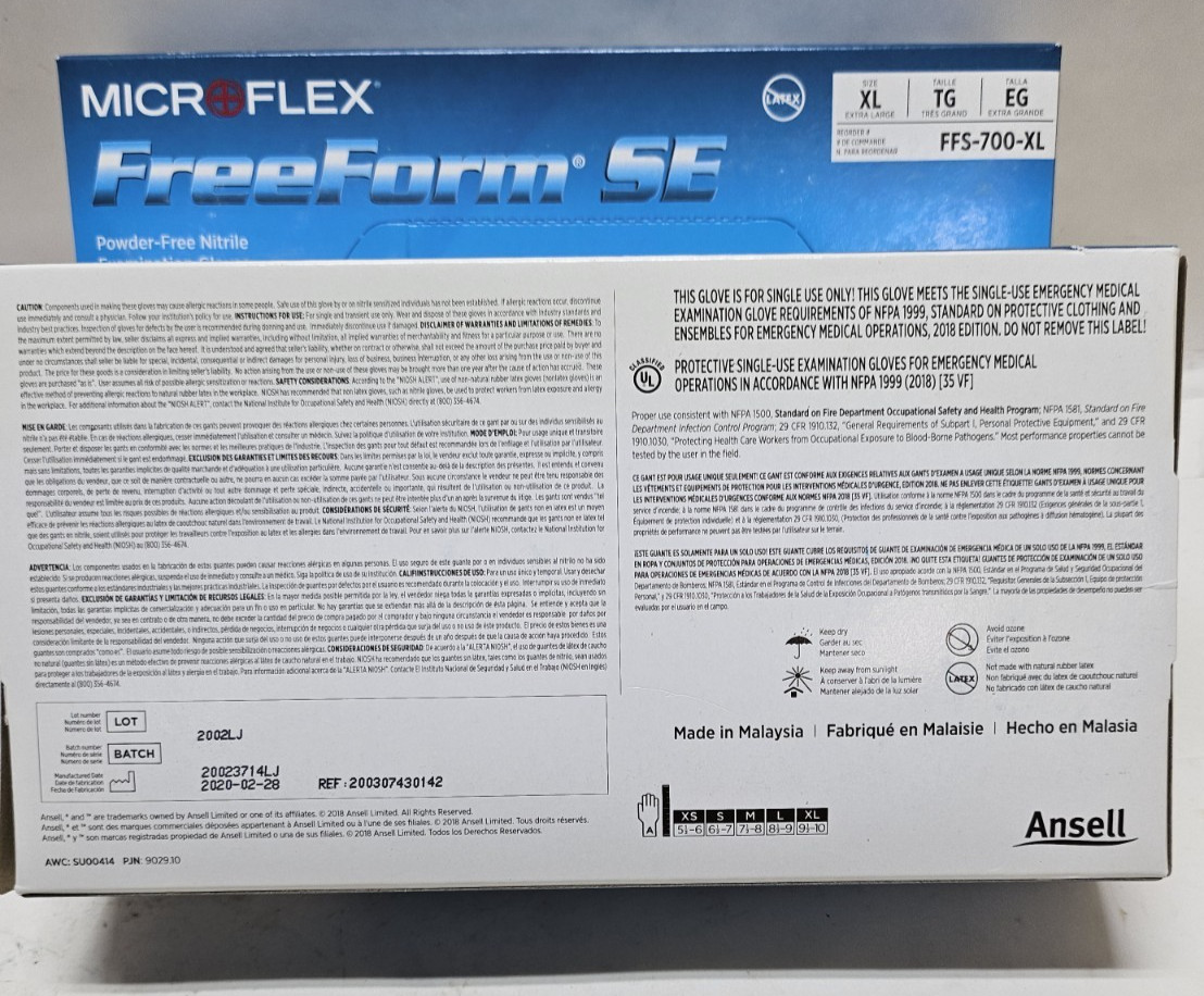 Microflex Powder Free Nitrile Examination Gloves Size XL 100ct a Box (Lot of 2)
