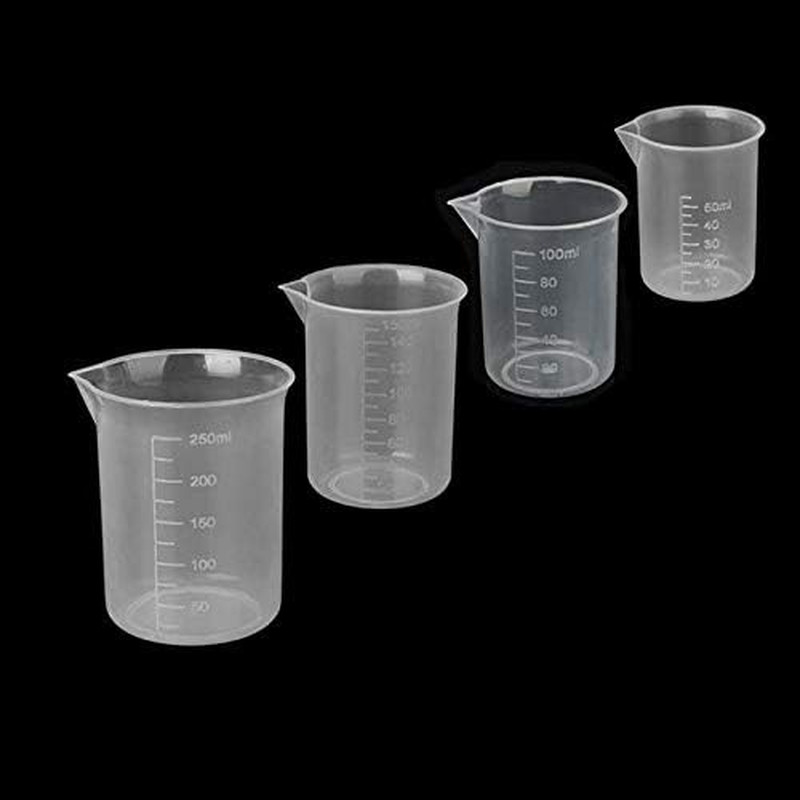Plastic Graduated Beakers Transparent Lab Measuring Cup 50ml / 100ml /150ml /250