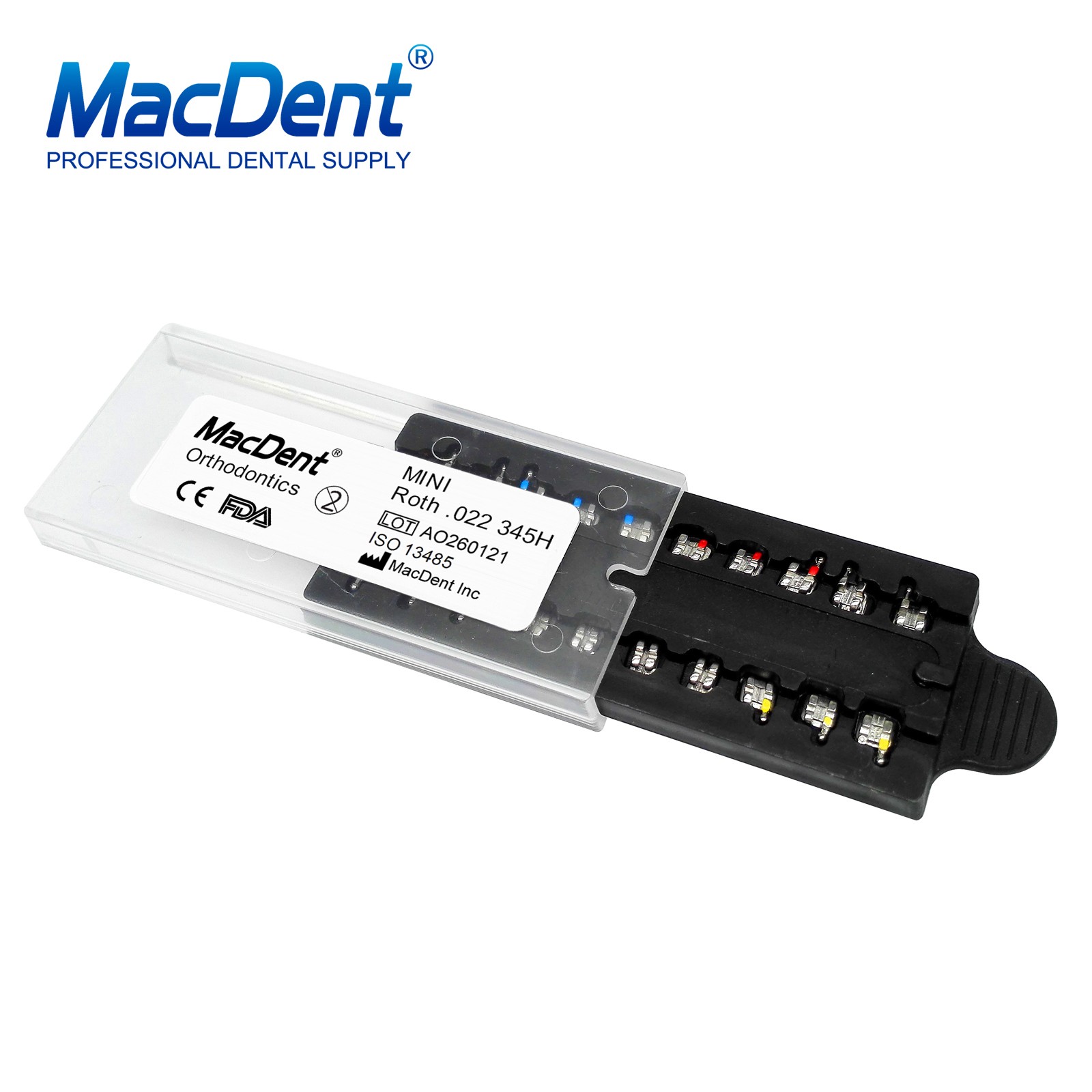 MacDent Dental Orthodontic Metal Brackets Monoblock MIM MBT/ROTH 022/018 345H