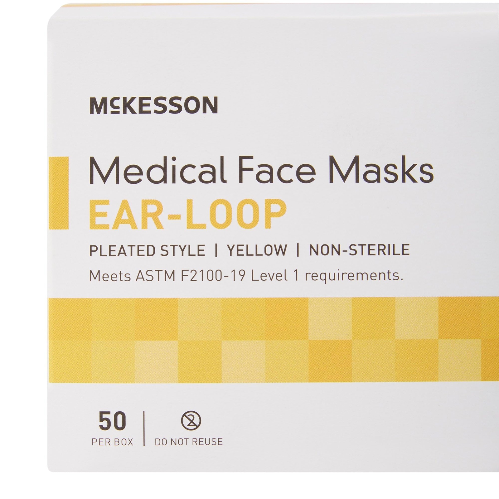 McKesson Yellow Safety Face Masks Pack of 50 Level 1 Barrier Protection