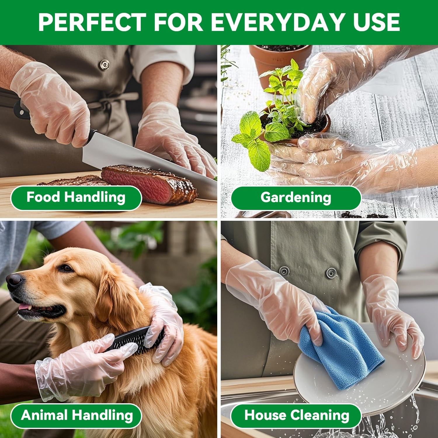 Plastic Gloves Disposable, Latex & Powder Free, Oil-Proof, Thick Clear Gloves…