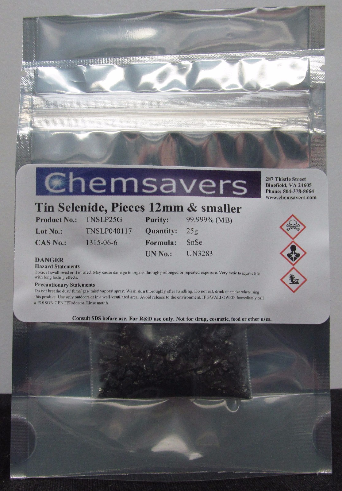 Tin Selenide, Pieces 12mm & smaller, 99.999% (Metals Basis), 25g