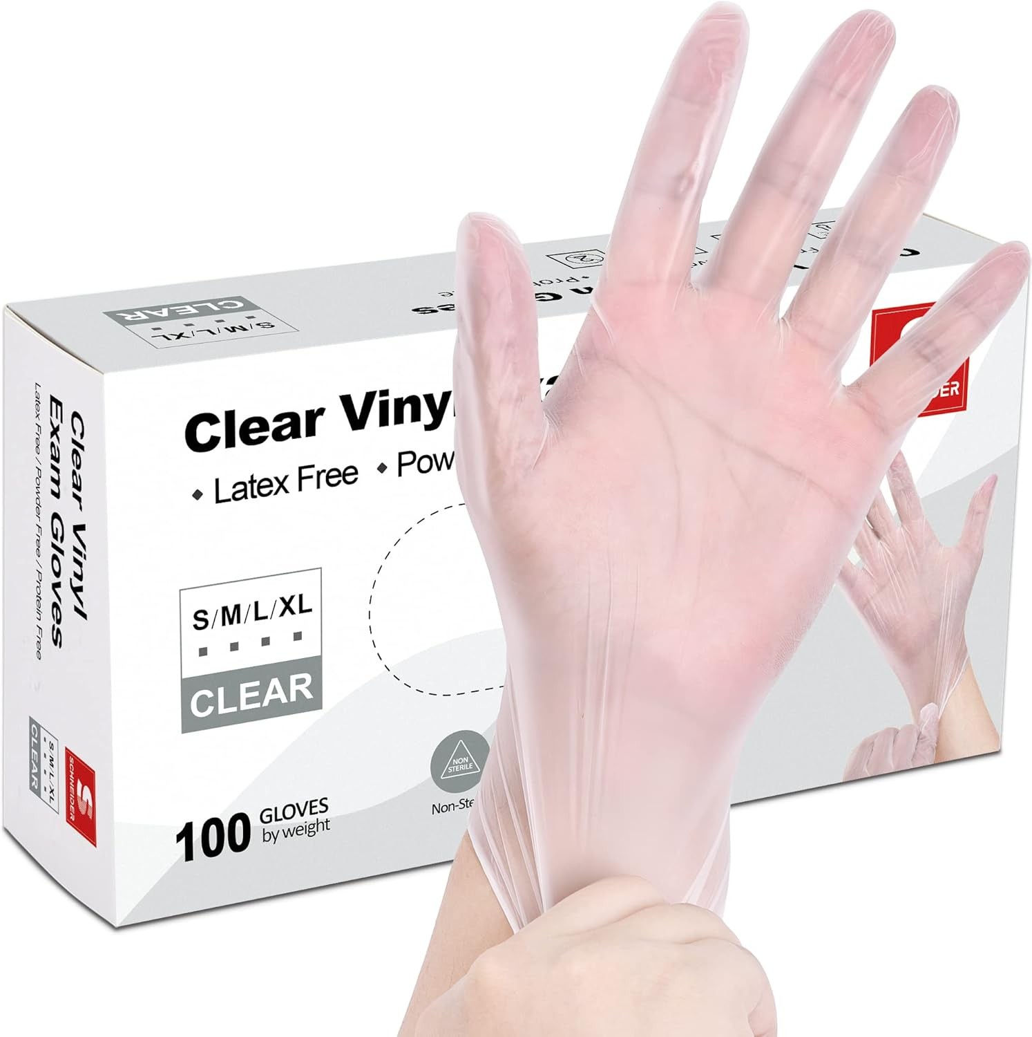Clear Vinyl Exam Gloves, Latex-Free, Disposable Medical Gloves, Cleaning Gloves,