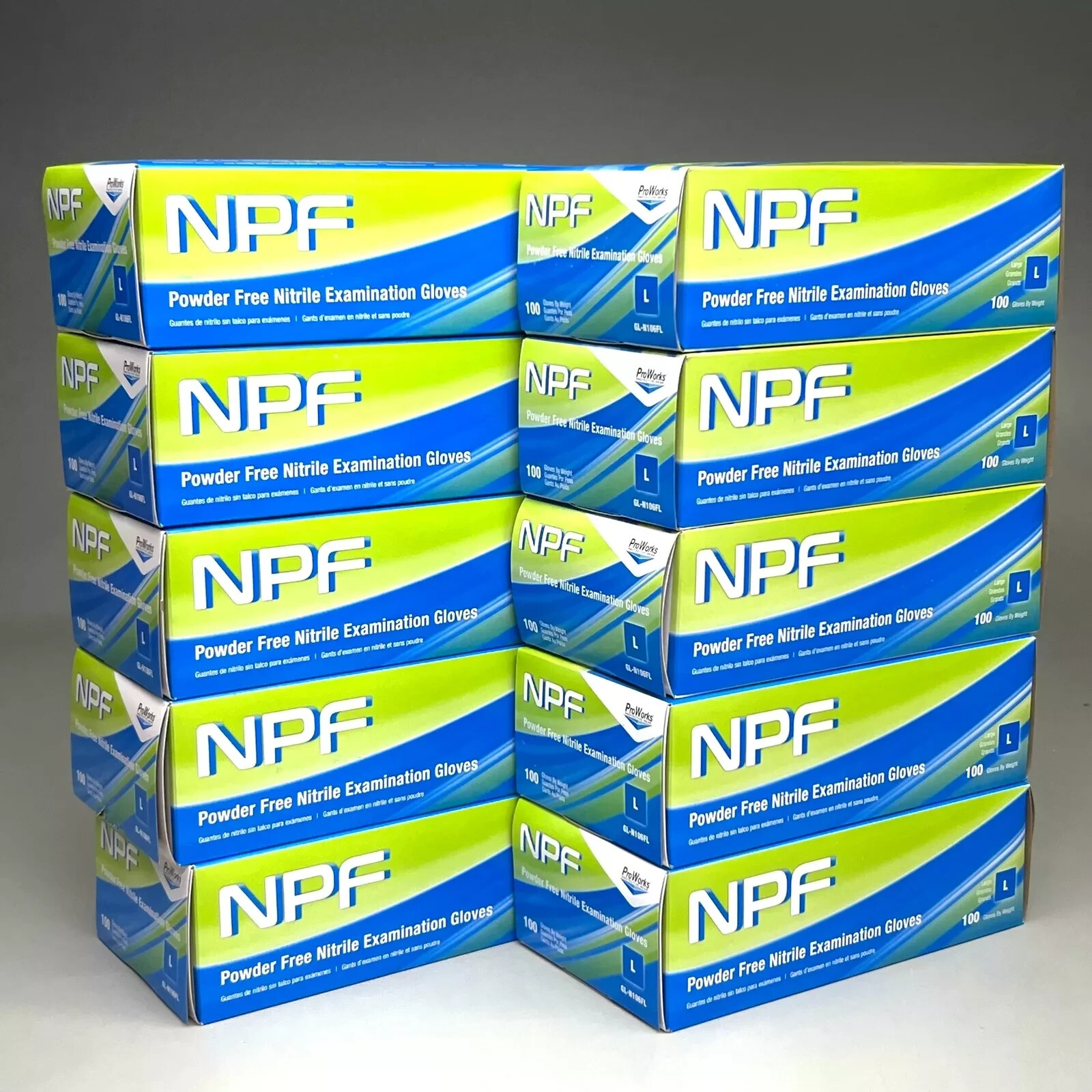 HOSPECO NPF (1,000 PACK) Nitrile Powder Free Exam Gloves Sz L Blue GL-N106FL