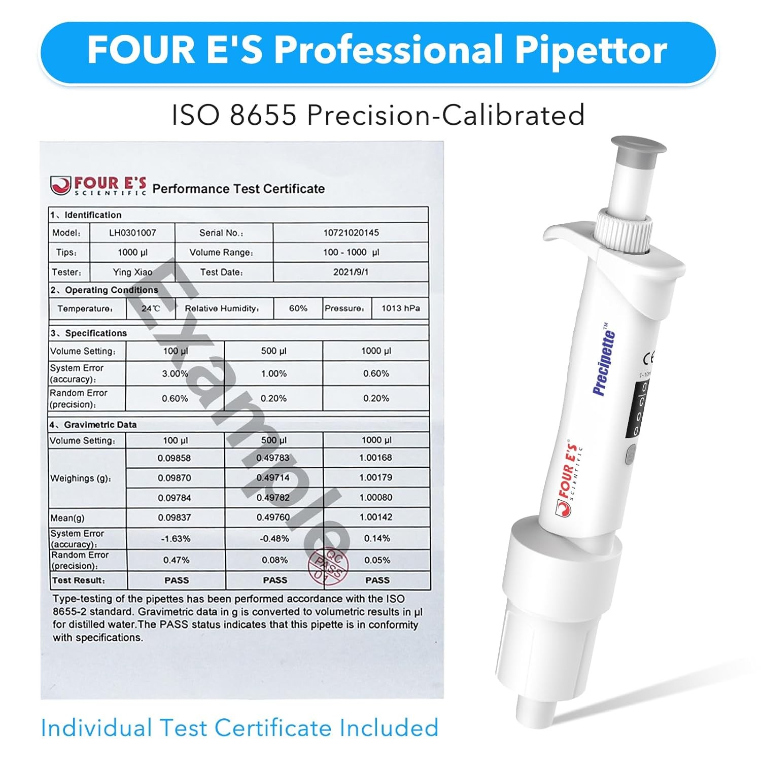 1-10ml Micropipette Adjustable Volume Pipette Single Channel Precision Pipettor