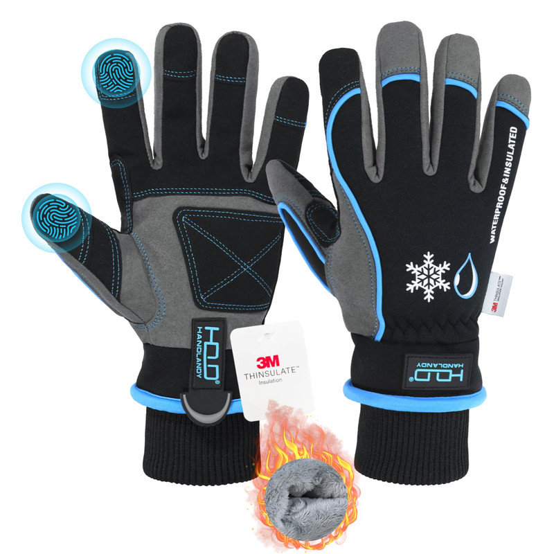 Handlandy Waterproof Insulated Work Gloves 3M Thinsulate Thermal Winter Gloves