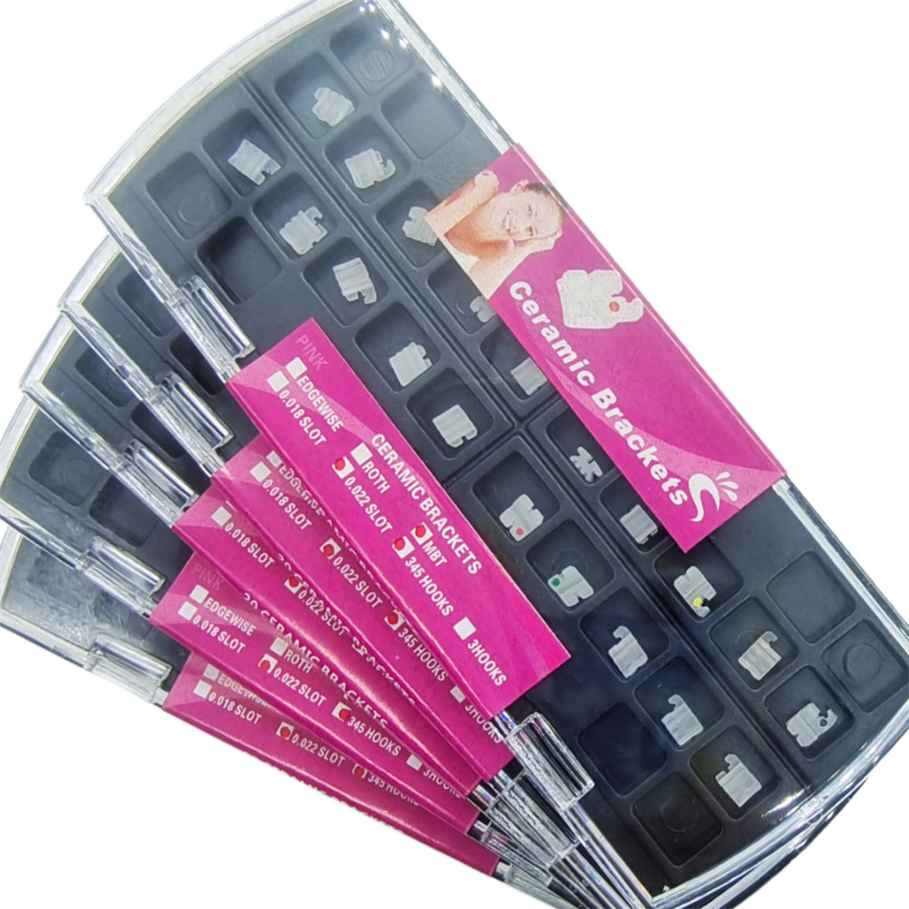 Dental Orthodontic Ceramic Brackets Mesh Base 5*5 MBT 022 3 4 5 Hooks
