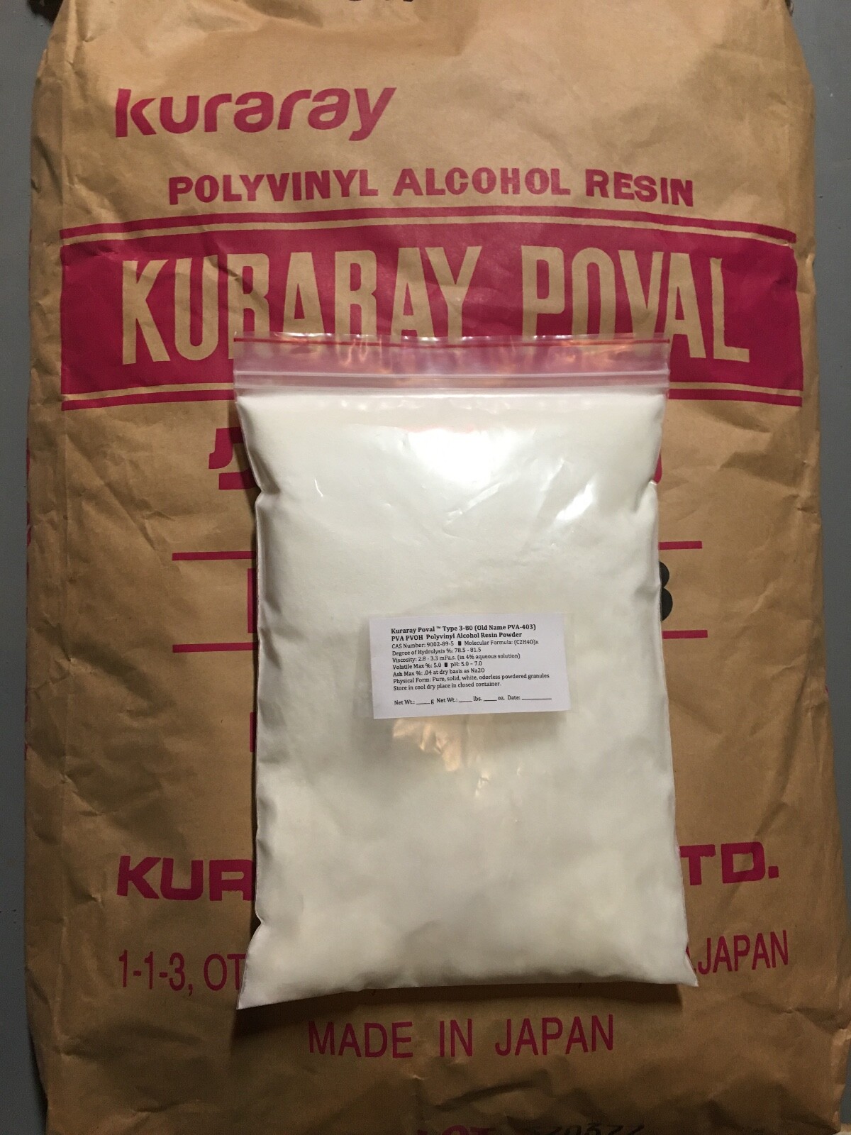 PVA Polyvinyl Alcohol 100g PVOH Kuraray Poval 3 80 Granules 9002 89 5 Pure Grade