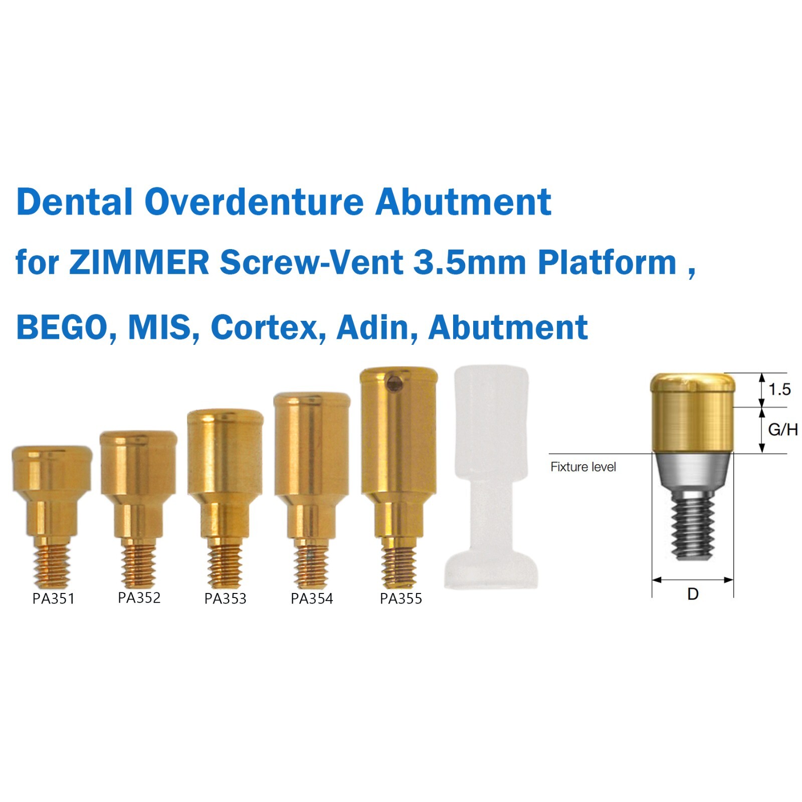 US Overdenture Locator Tapered Abutment for Hiossen Nobel Zimmer Retention Caps