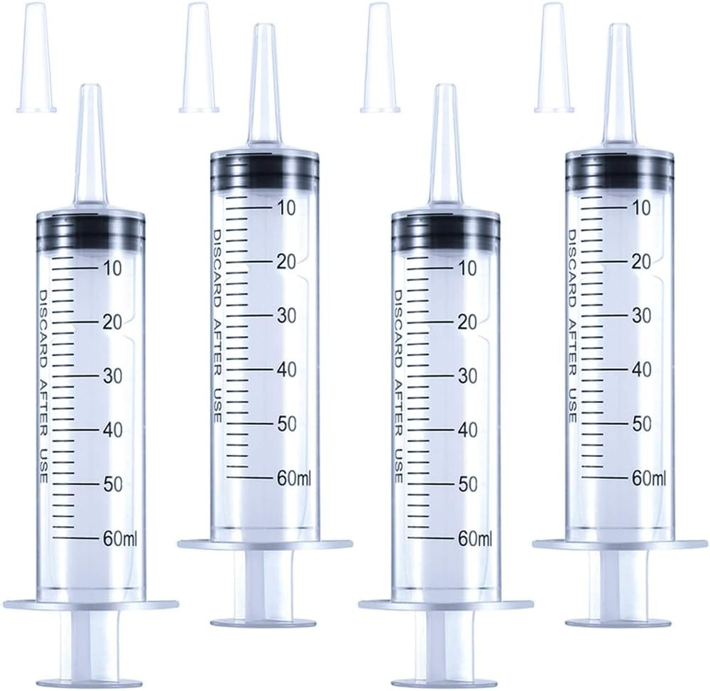 4 Pack 60Ml Large Syringe for Liquid with Tip Cap, Plastic Liquid Syringes In…