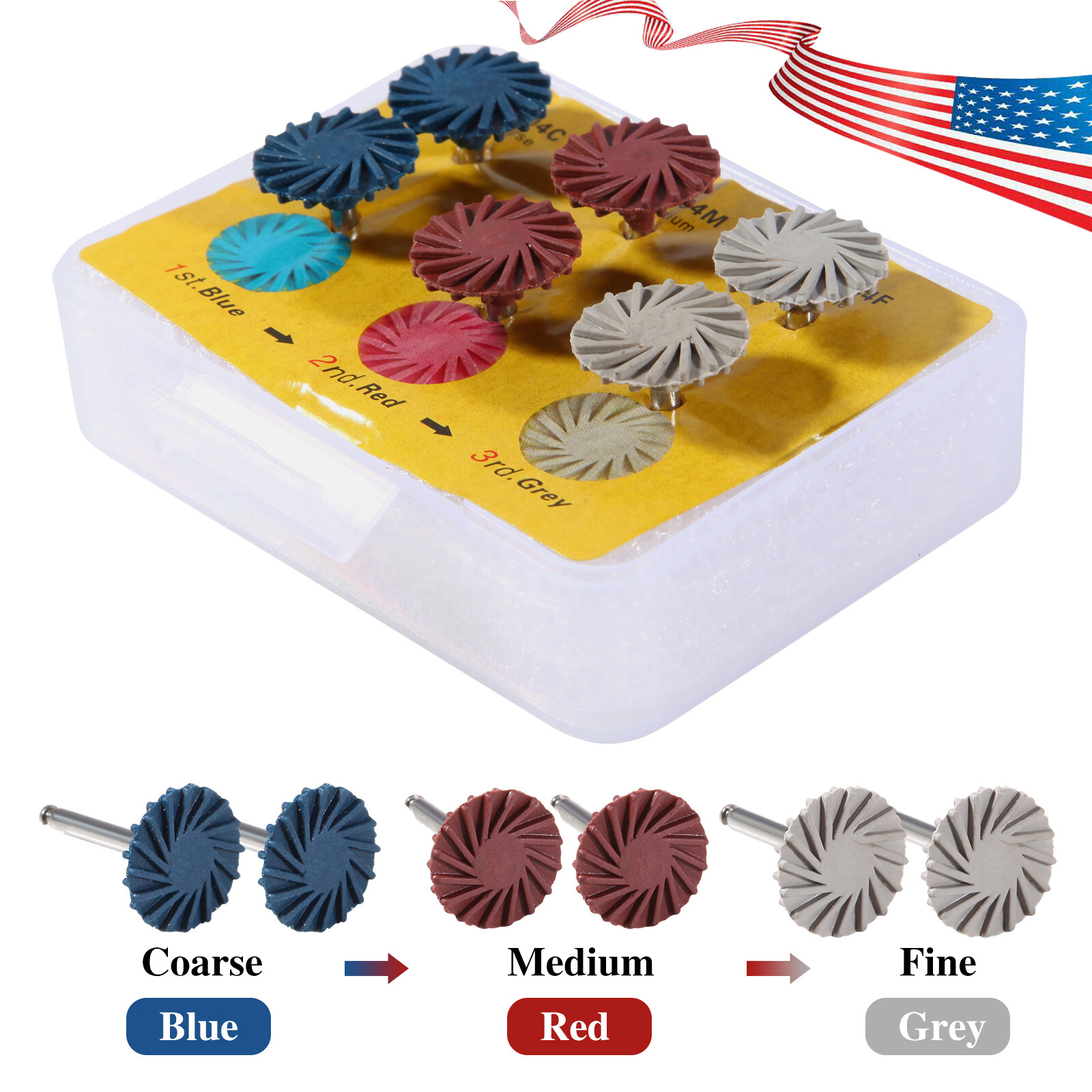 Dental Composite Polishing Kit Diamond RA Polisher Burs Contra Angle 2.35mm to
