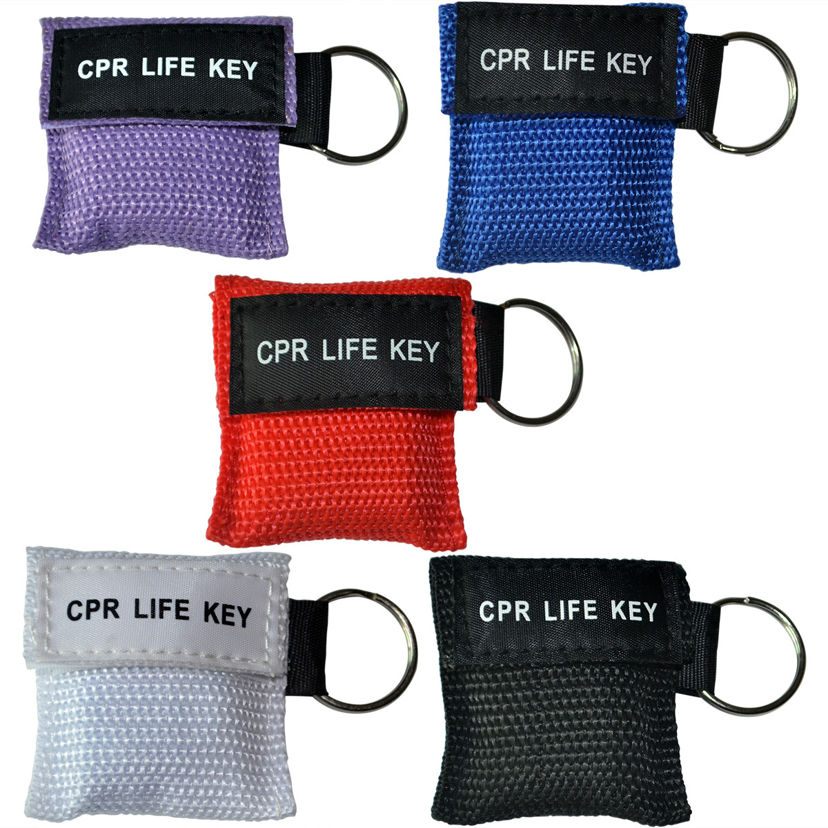 100 pcs 5 Colors CPR Life Key Keychain Transparent CPR Mask First Aid Training