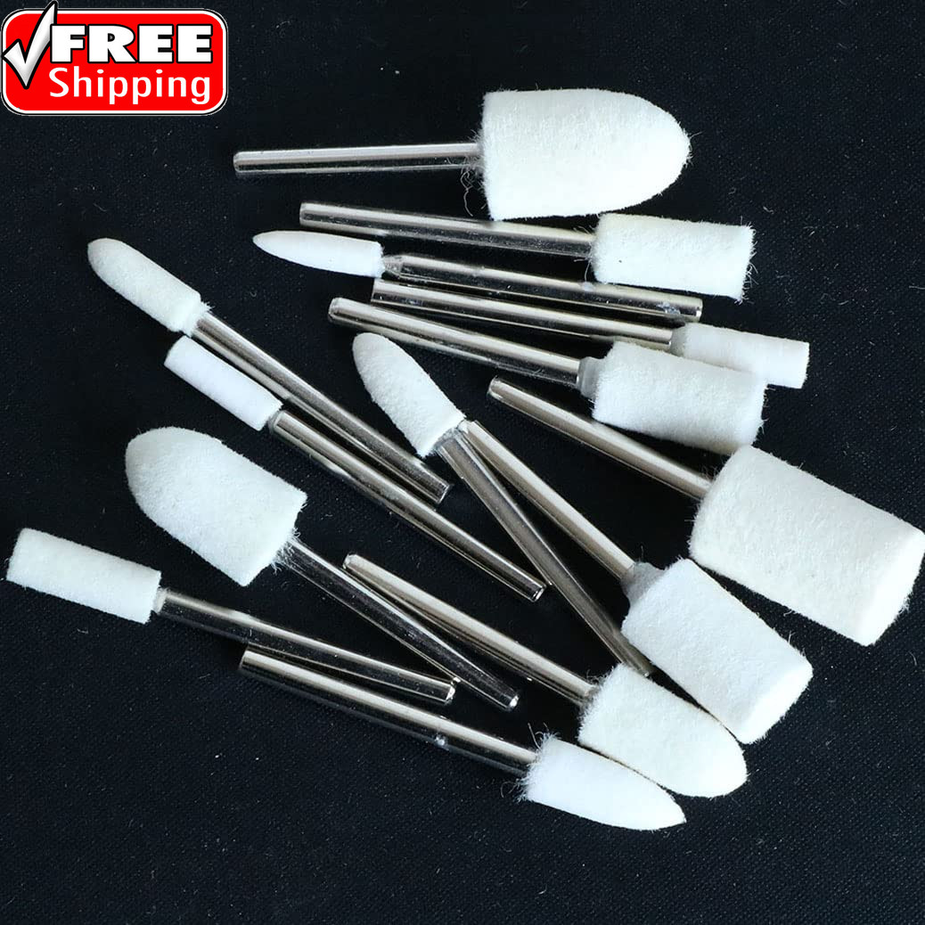 20 Pieces Compressed Wool Polishing Wheels Wool Felt Grinding Bits Buffing Tips