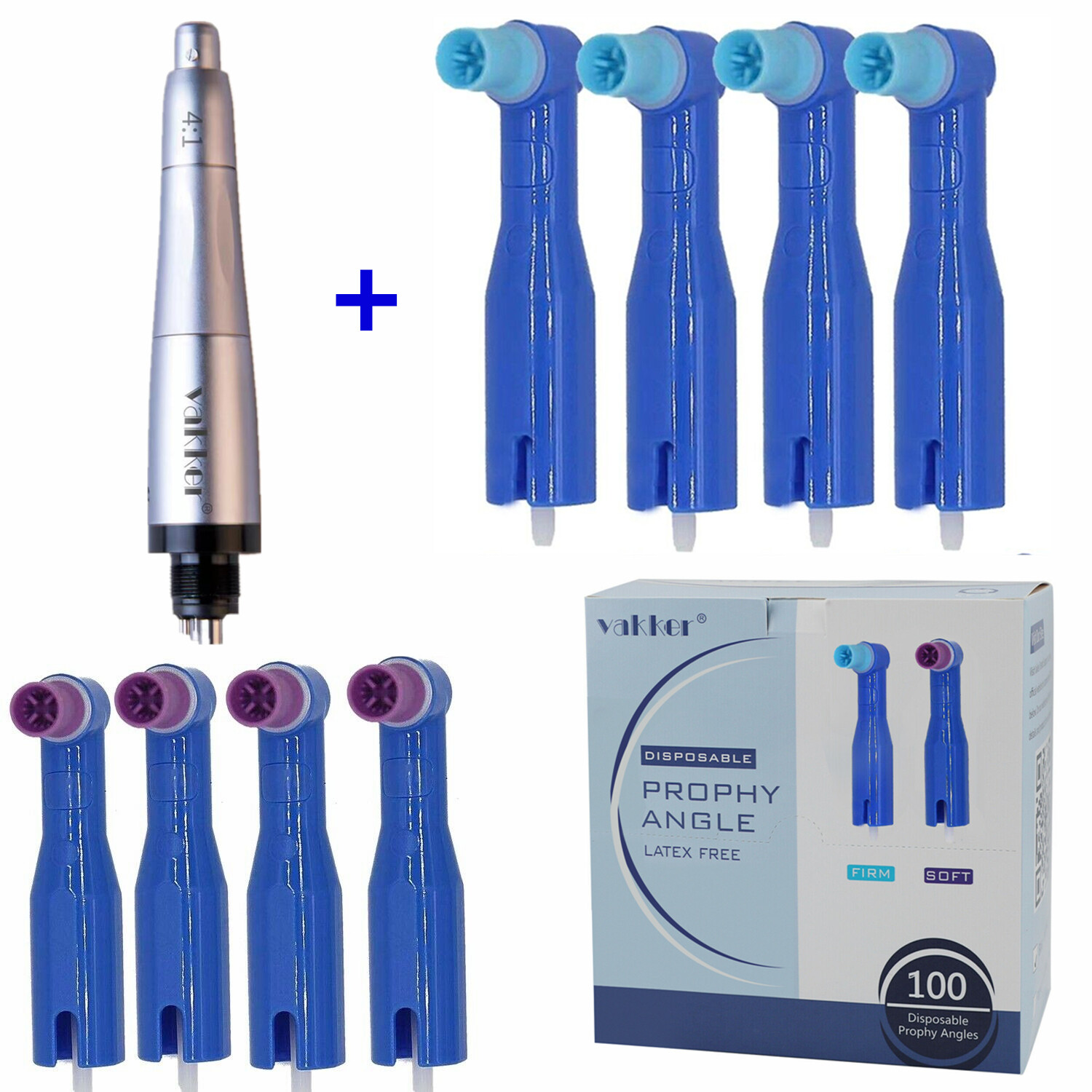 Dental 4:1 Hygiene Prophy Straight Handpiece 1:1 Air Motor Set Angle Cup 5000rpm