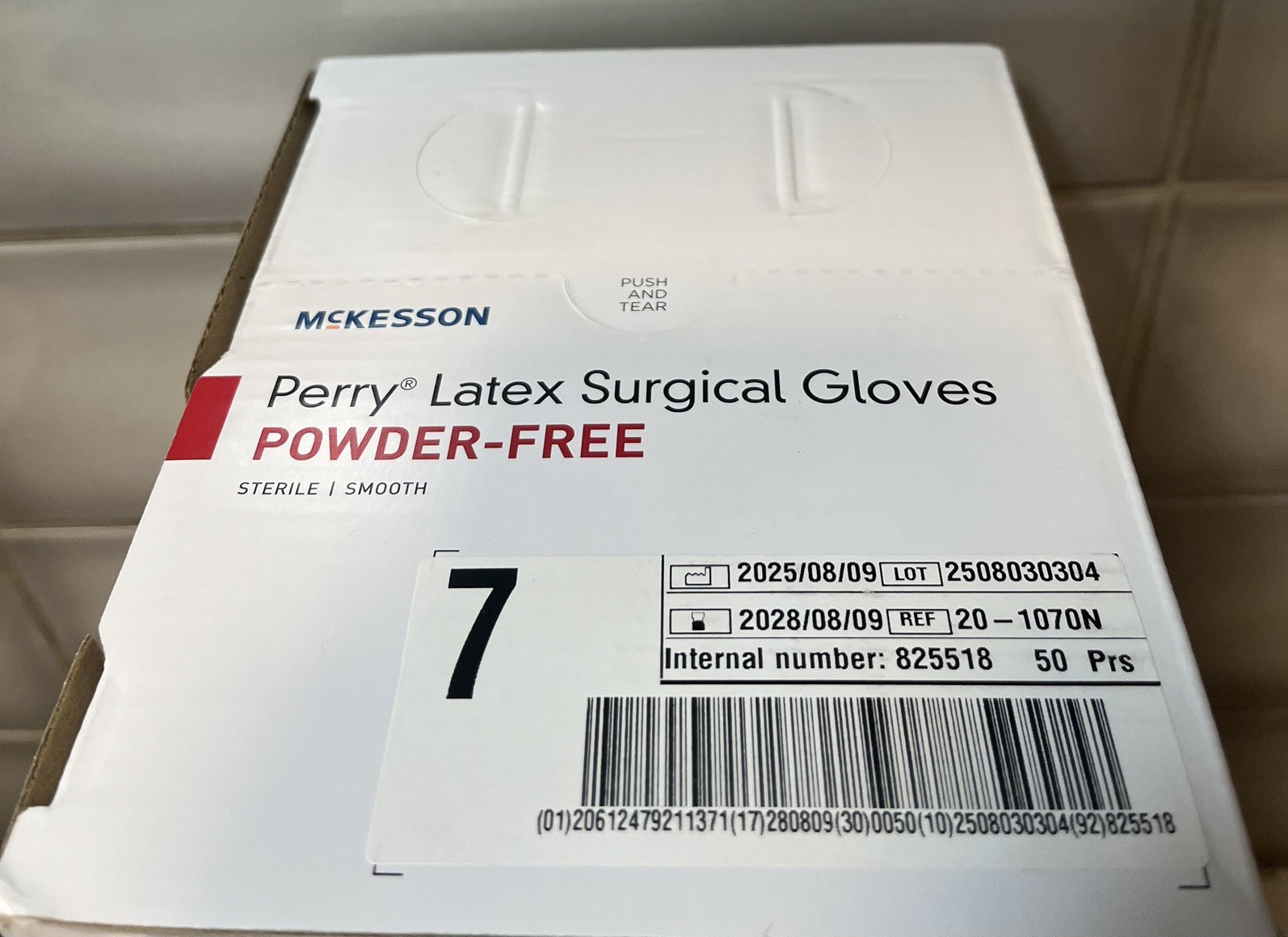 McKesson Perry Latex Surgical Glove Standard Cuff Length SIZE 7 / 50 per Box