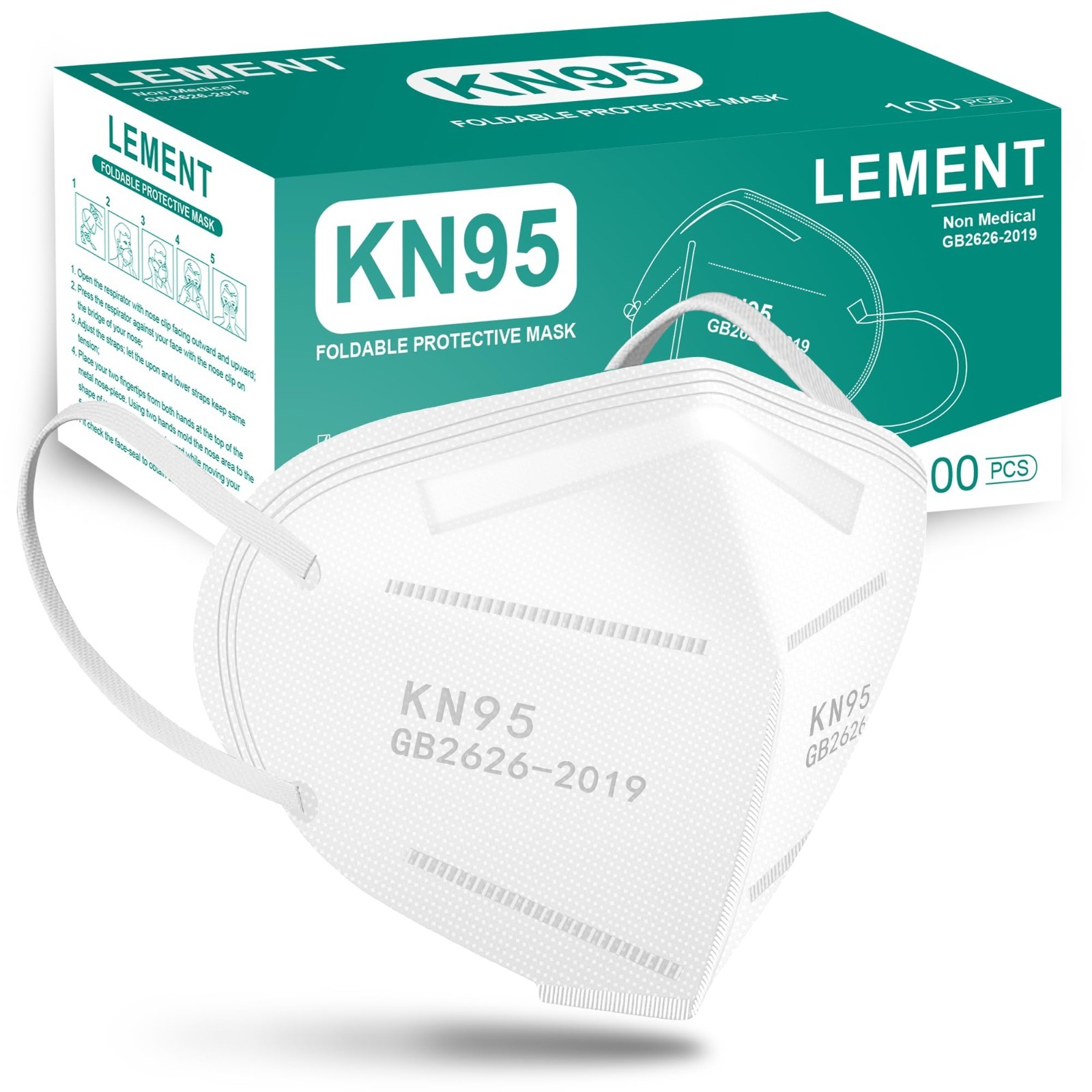 100 Pack KN95 Face Masks – Breathable Disposable Dust Protection for Adults, Whi