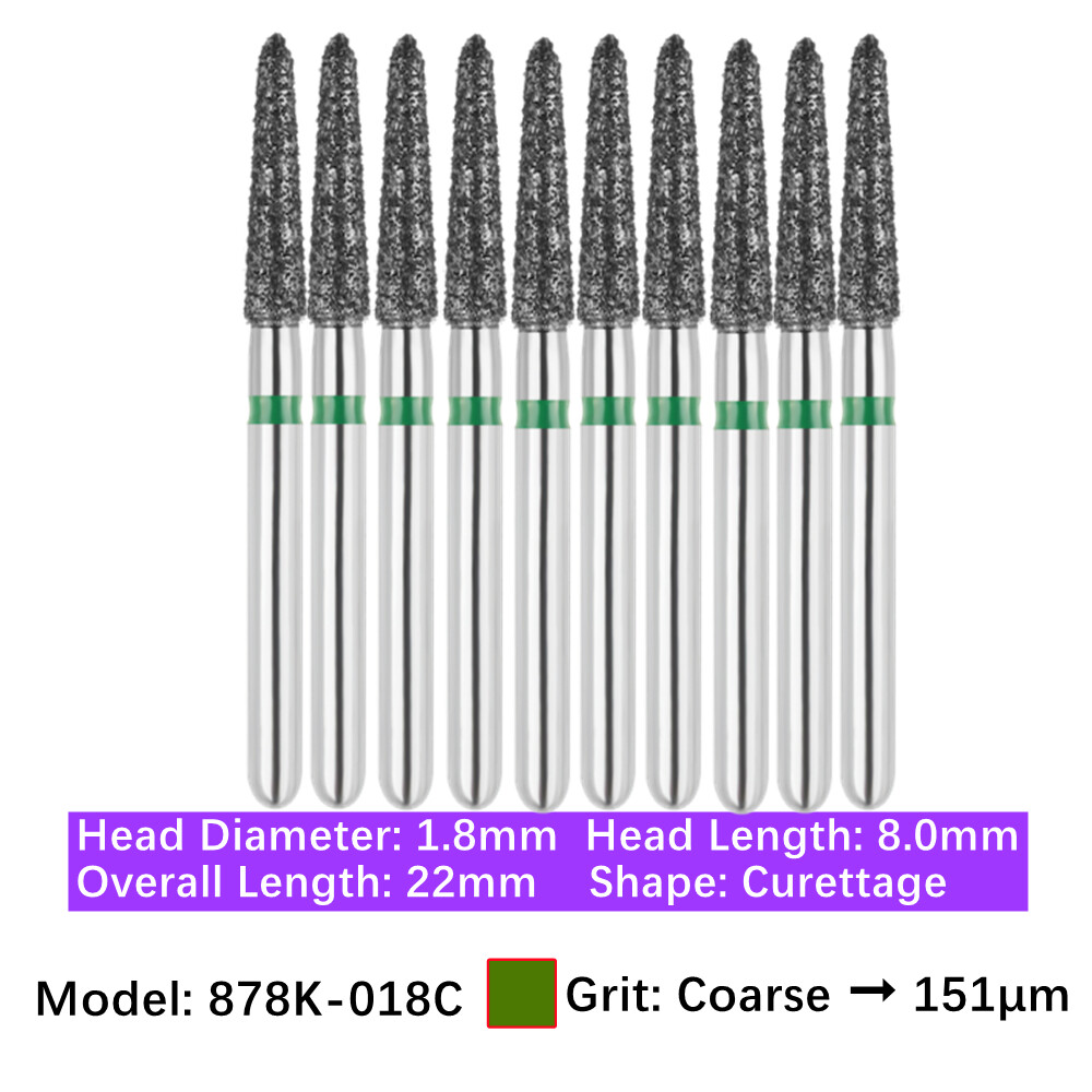 Vakker 10pc Diamond Bur FG Bevel Cylinder & Gingival Curetage Polishing Burs