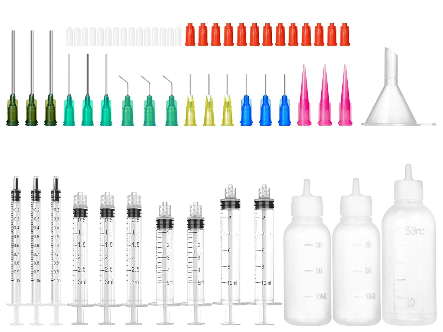 Glue Syringe Needle Tip Squeeze Bottles Set (1Ml-50Ml), 14G-22G Blunt Needle Tip
