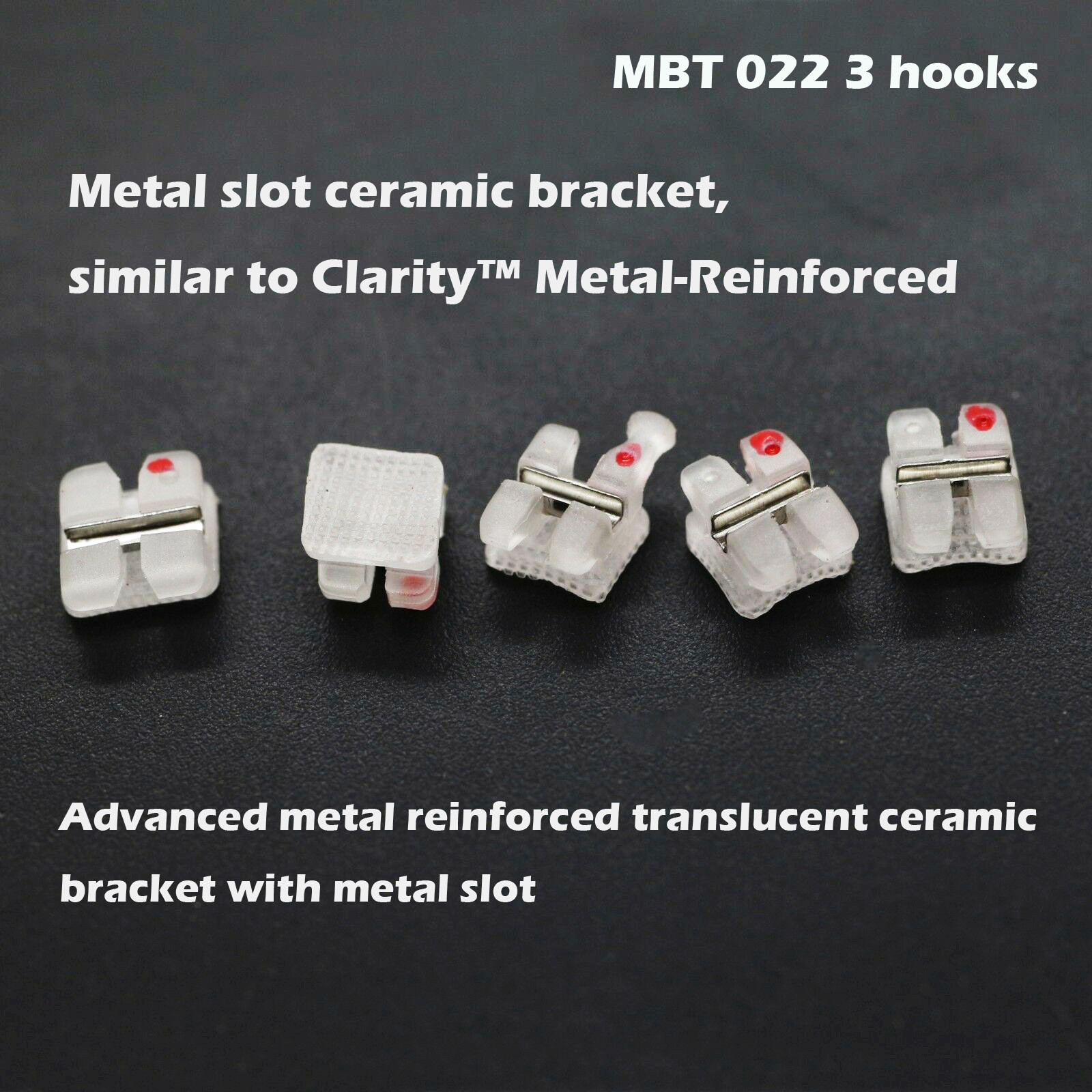 3M Clarity type Orthodontic Ceramic Bracket Braces Clear Metal slot Roth MBT 022