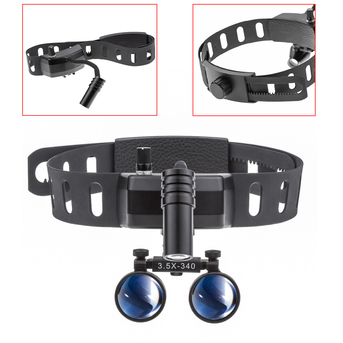 Dental 5W LED Binocular Headlight Leather Headband DY-005+3.5X Surgery Loupe CE