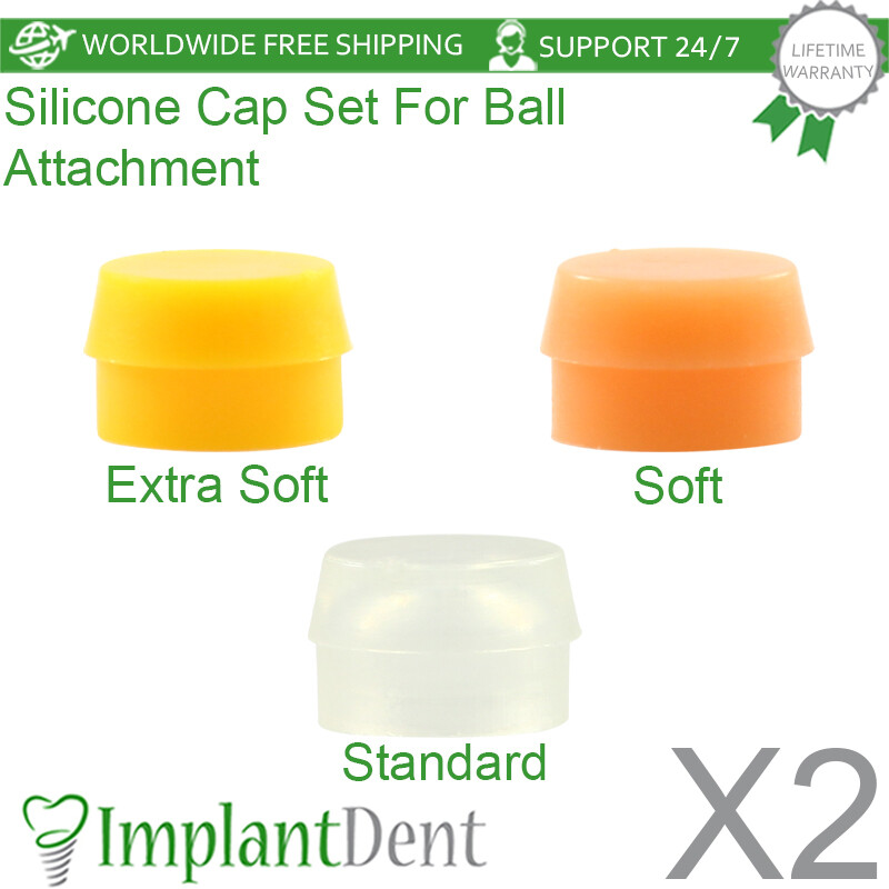 2x Silicone Cap Set Insert For Ball Attachment Dental Prosthetics Accessories