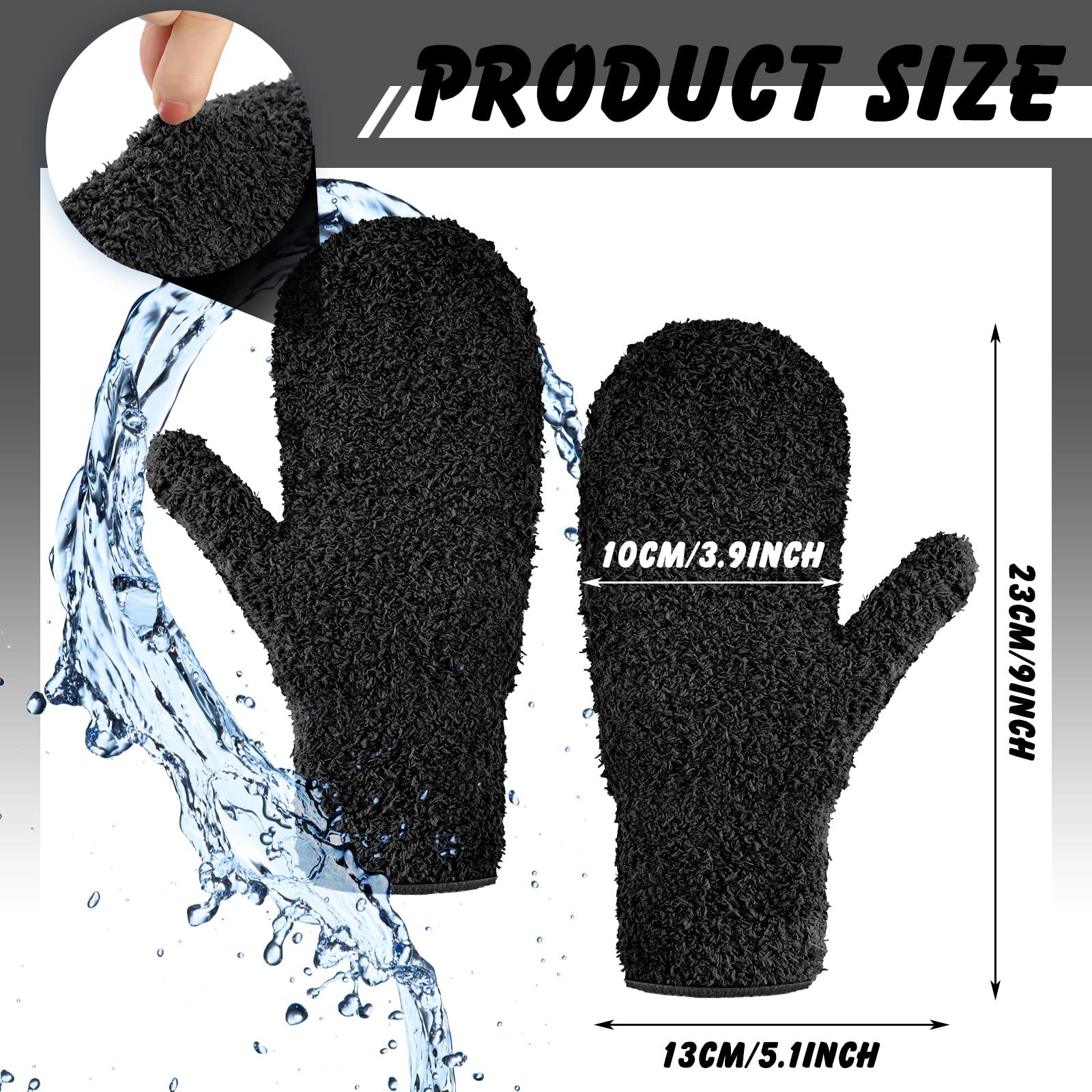 4 Pair Microfiber Dusting Mittens Reusable Women Cleaning Mittens with Thumb …