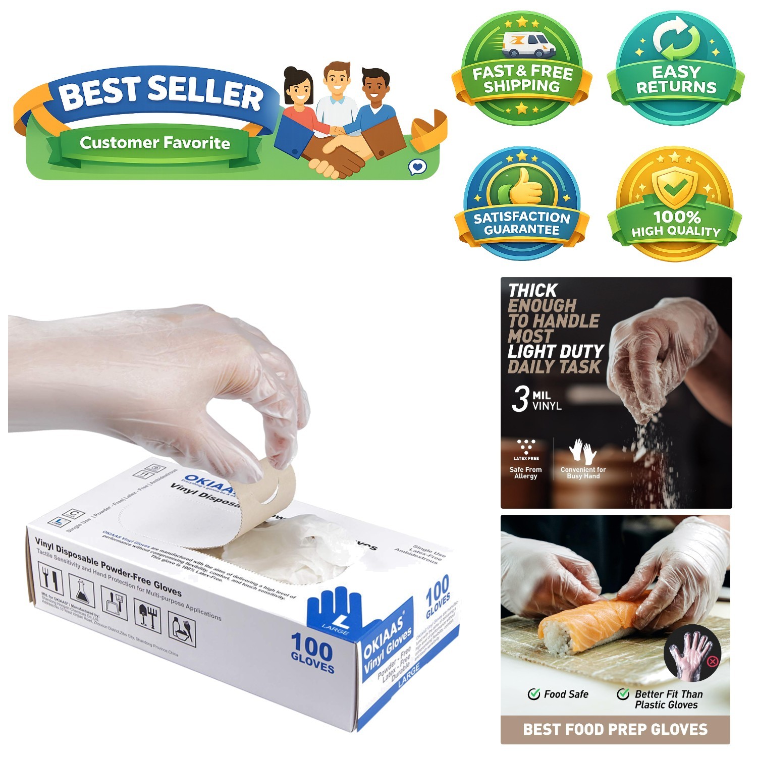 Durable Disposable Gloves | Medium, 100 Count – Perfect for Cleaning & Cooking