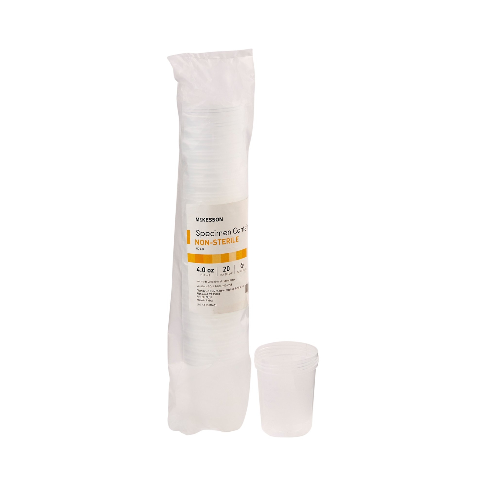 McKesson Specimen Container Disposable 120 mL (4 oz.) 561 20 Ct