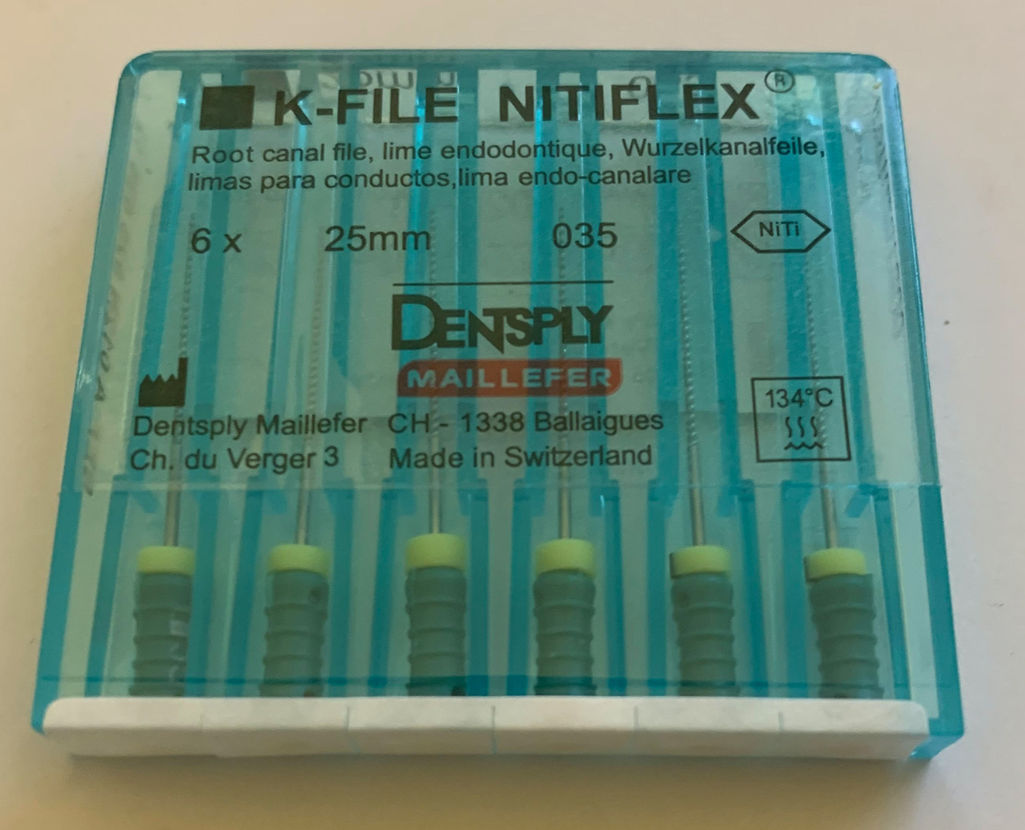 Dentsply K-File Nitiflex 035 NiTi Flexible Endo Root Canal Hand Files 10pk 25mm