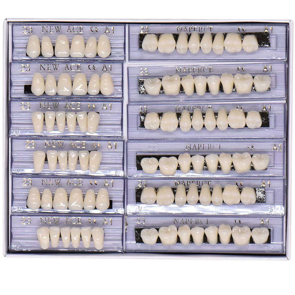 168X/Box Dental Acrylic Resin False Teeth 23# Shade A1 Denture Full Upper Lower