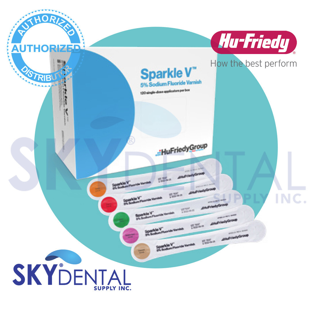 Hu-Friedy Fluoride Varnish Sparkle V Fluoride V in Melon or Mint flavors 50/pk