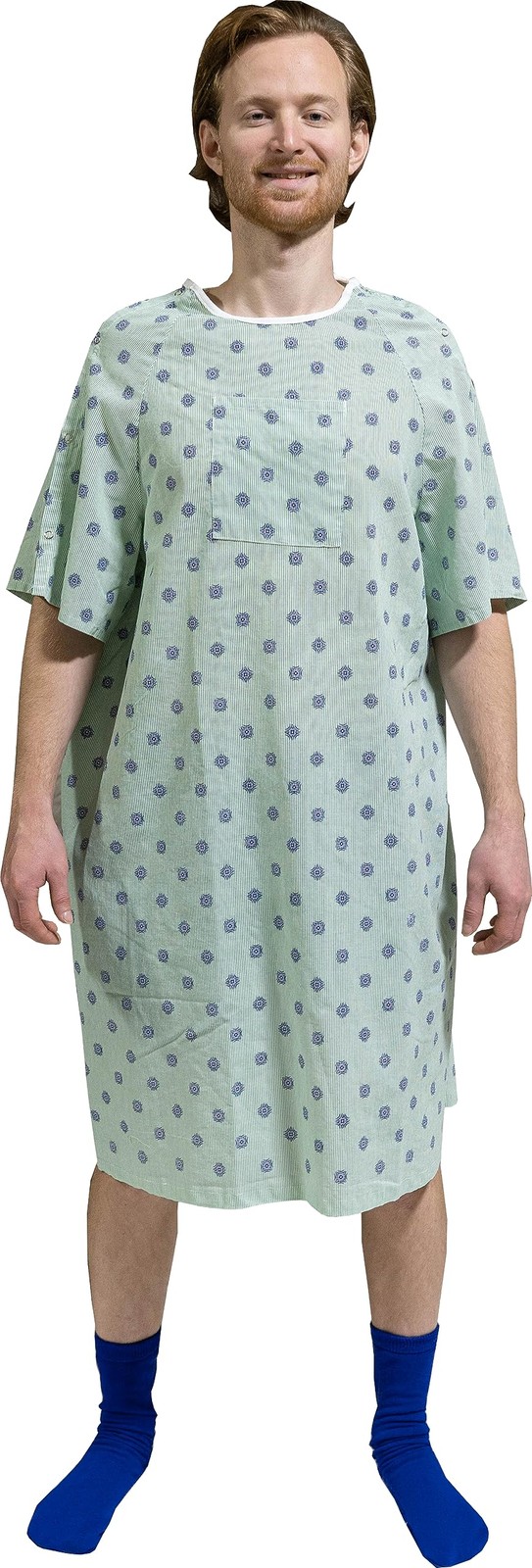 Hospital Gown IV – One Size Fits All (Small – 2XL) – Tie Back – Sailboats Print