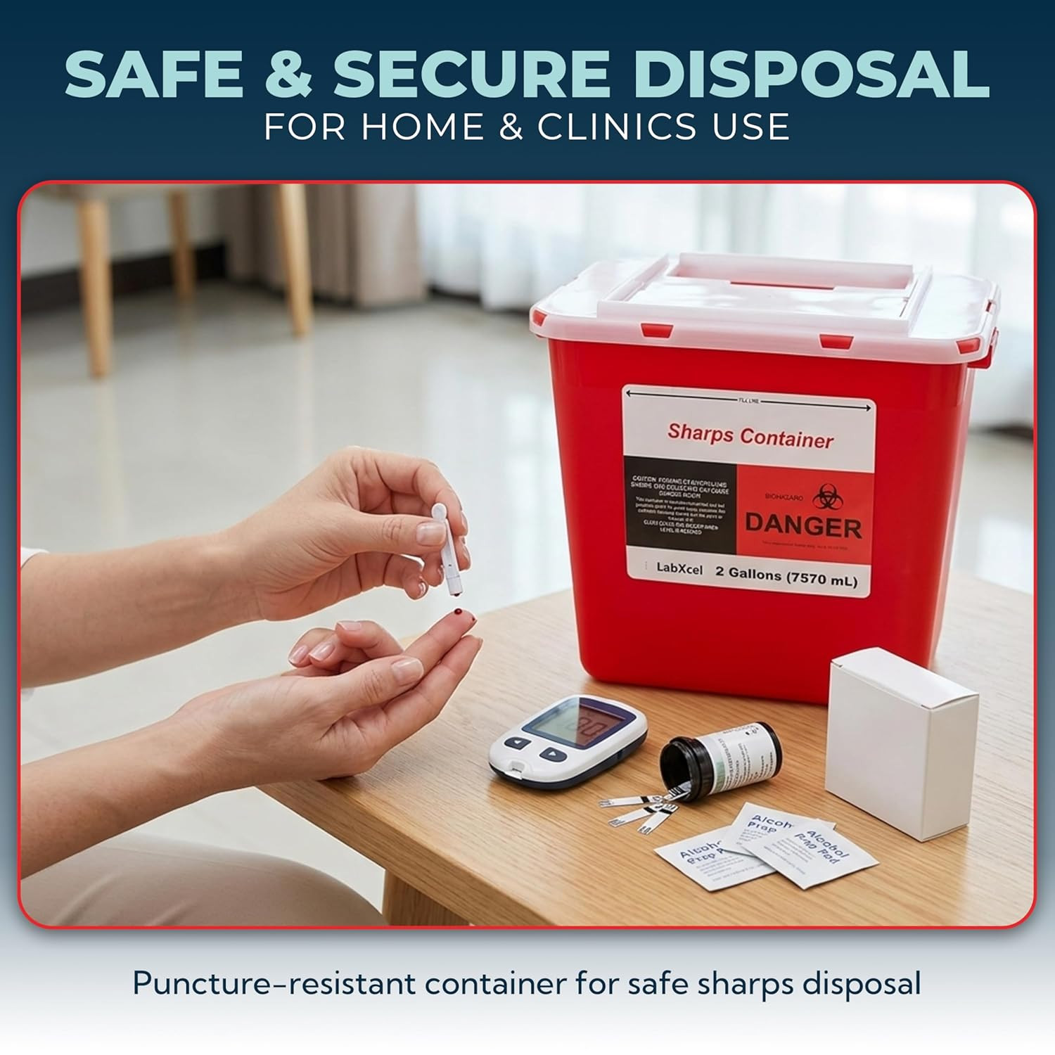Polypropylene 2 Gallons Sharps Container with Cap – Needle & Syringe Disposal F