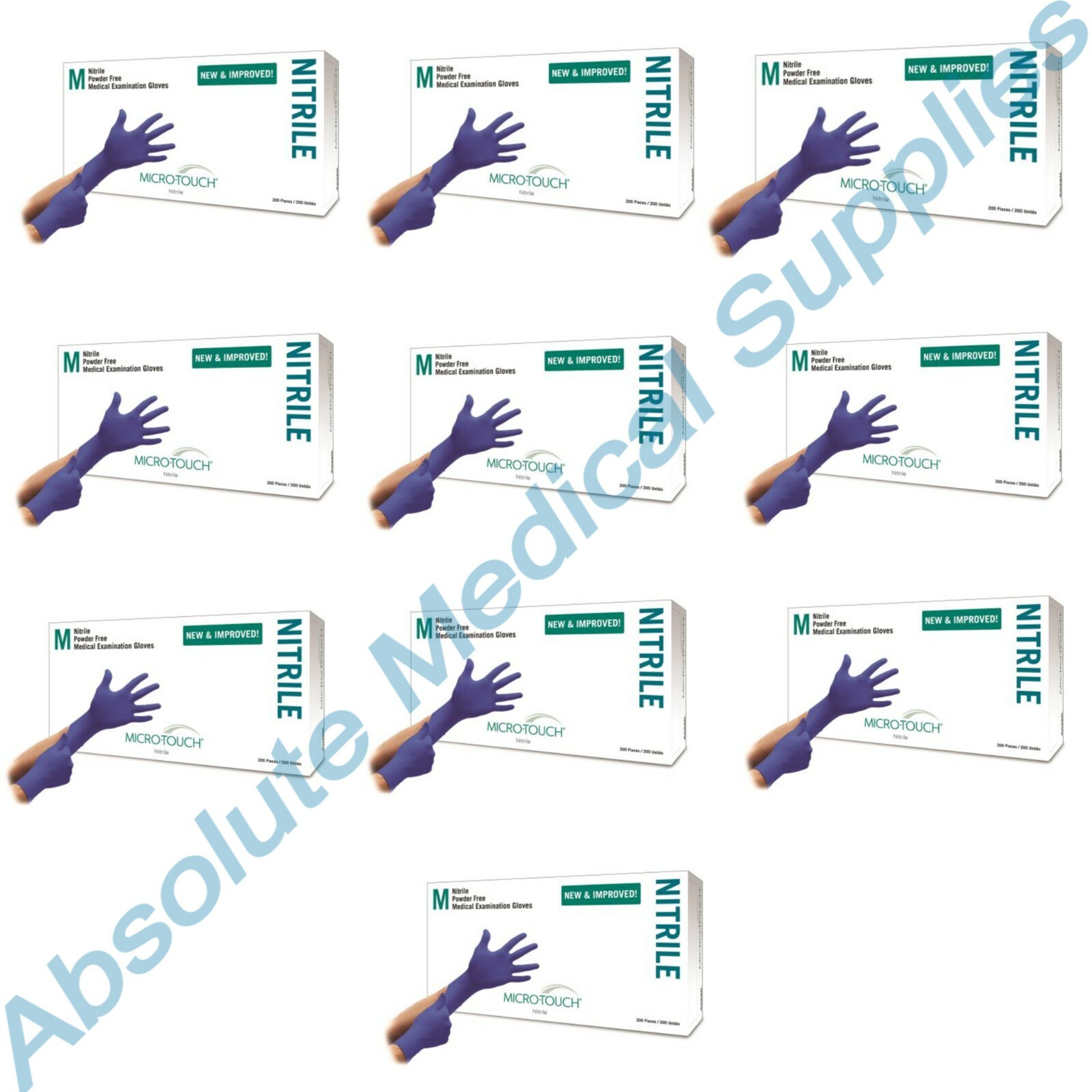*2,000-Gloves* Micro-Touch Powder-Free Nitrile Medical Examinatio Medium 6034302