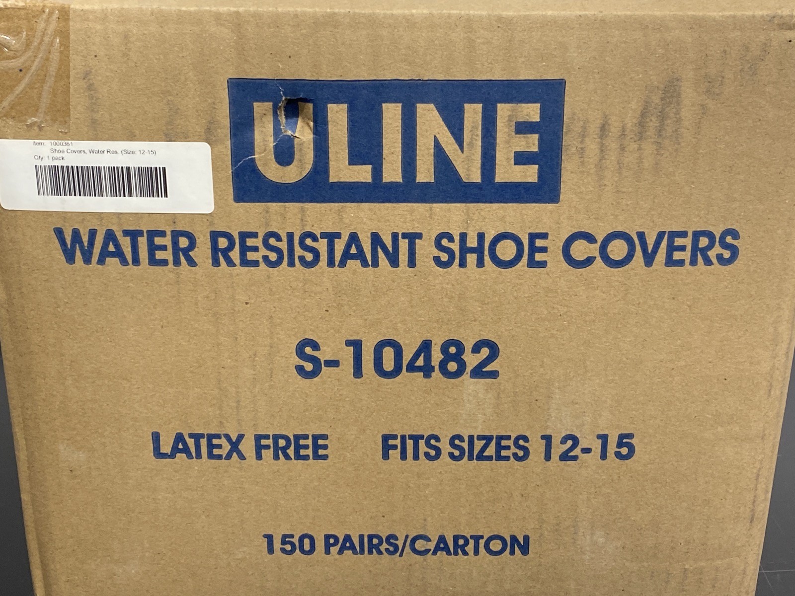 (150/Cs) ULINE Water Resistant Shoe Covers Size 12-15 Mens Blue S-10482