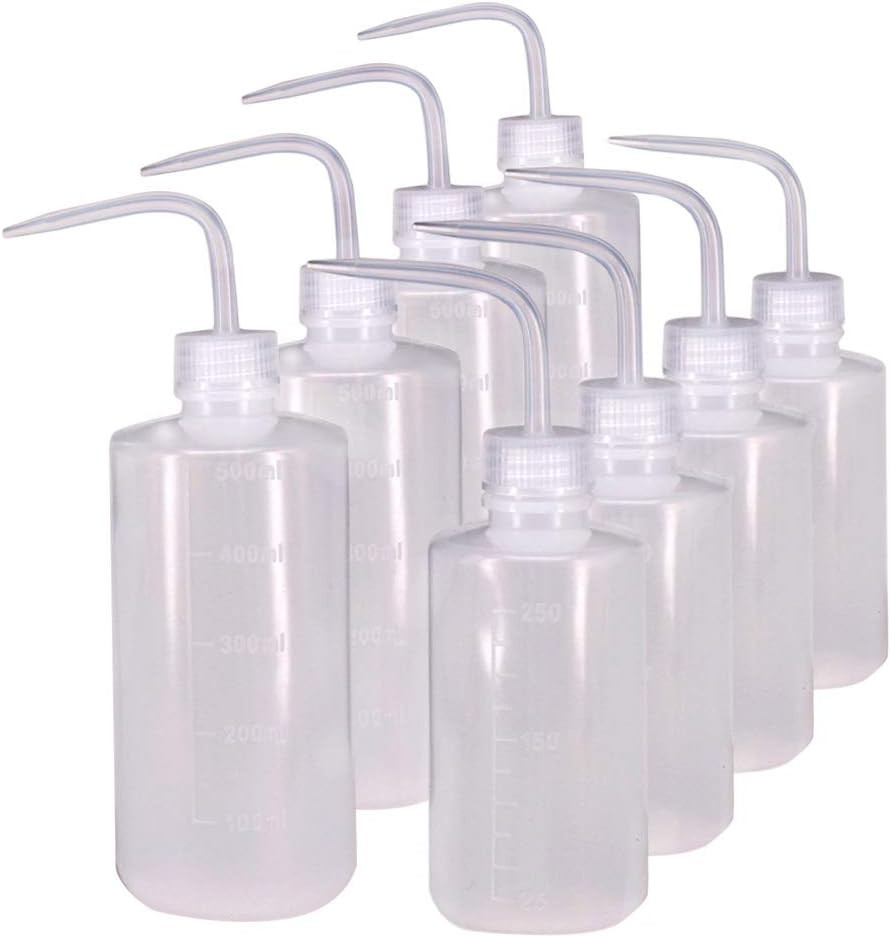 250Ml+500Ml Plastic Safety Wash Bottle, Plastic Squeeze Bottle Narrow Mouth, 8 P