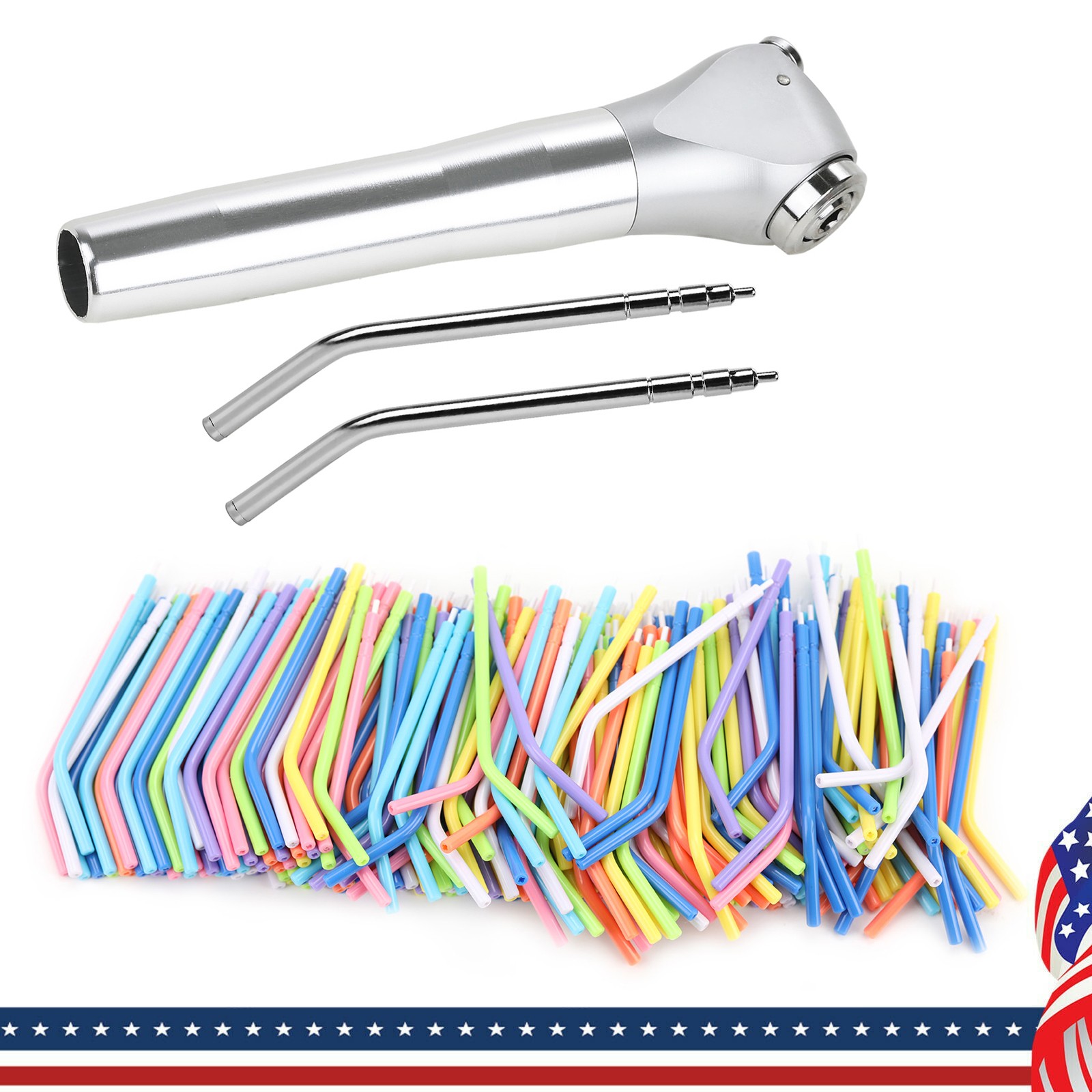 50PCS Dental Metal Spray Nozzles Tubes Tips / 3-Way Air Water Triple Syringe