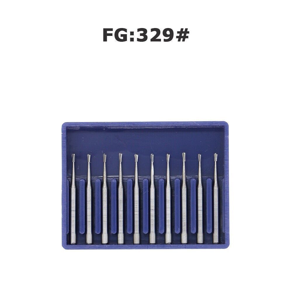 10Pcs Dental Surgical Carbide Bur FG 329 Pear High Speed Handpiece Friction Grip