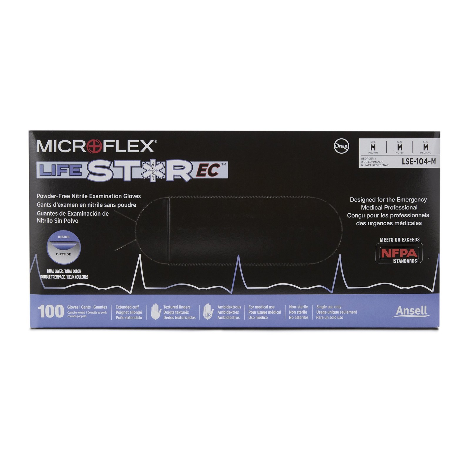 LifeStar EC Nitrile Exam Glove Extended Cuff Length MEDIUM 1000 per Case
