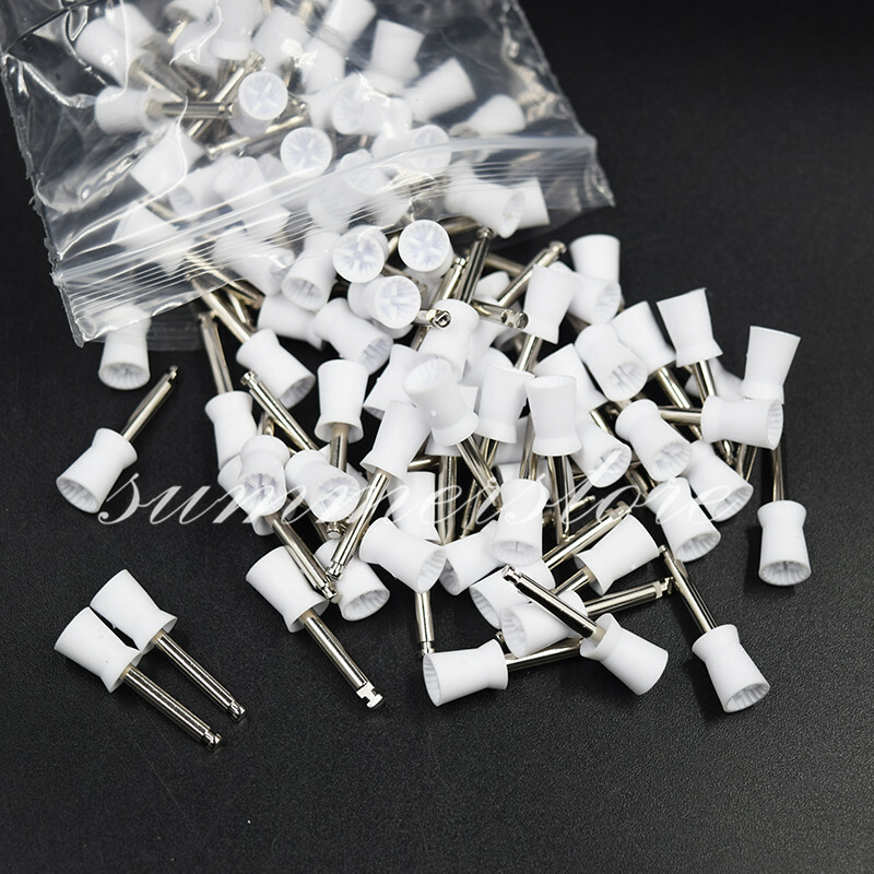 100 Pcs Dental Prophy 4 Webbed Rubber Polisher Cup Brush White Quantity Optional