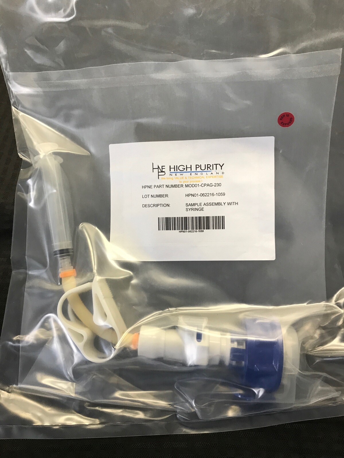 HIGH PURITY NEW ENGLAND Sample Tubing Assembly w/ 10mL Syringe MOD01-CPAG-230