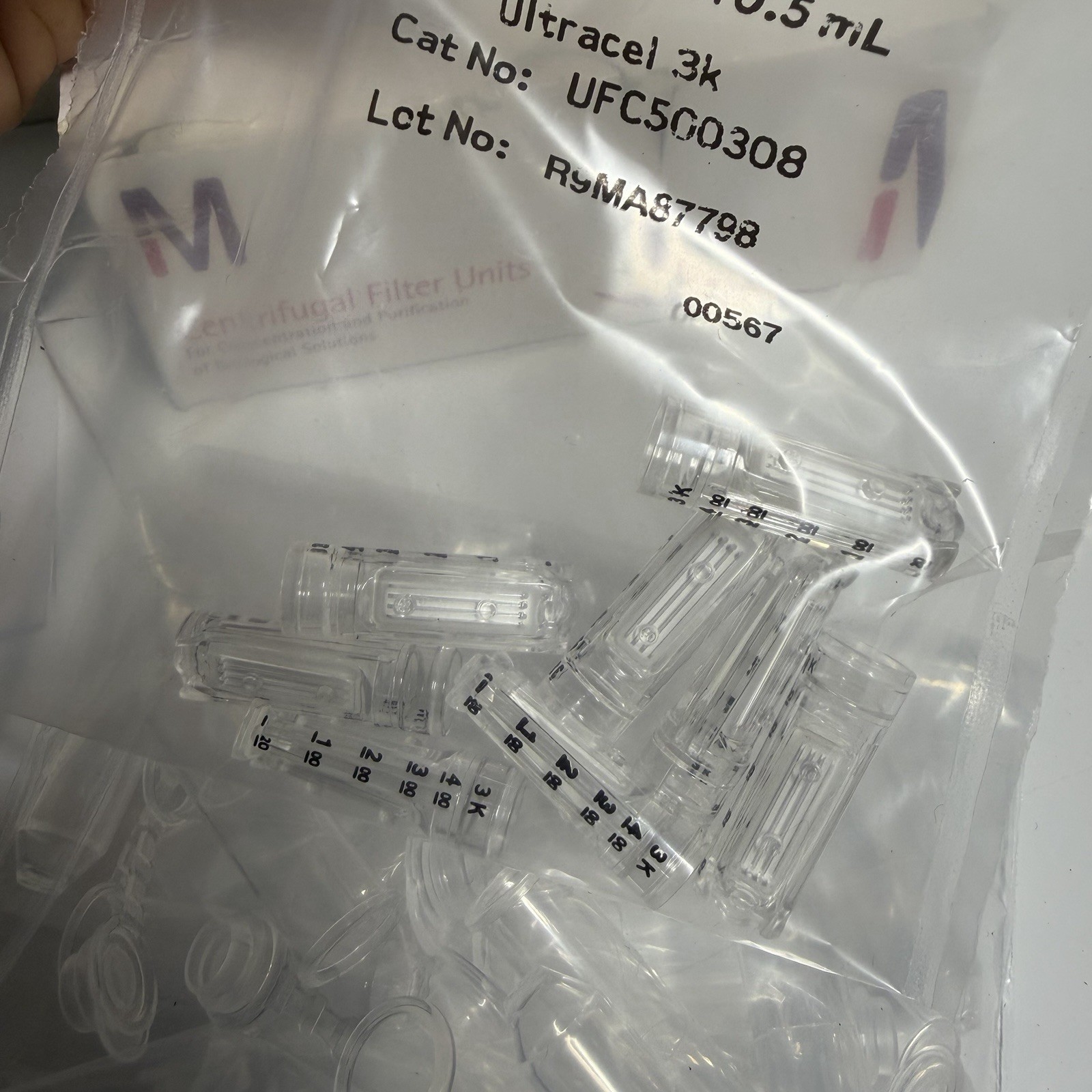Millipore Amicon Ultra 0.5mL 3K Centrifugal Filter Units UFC500308 8 Pack