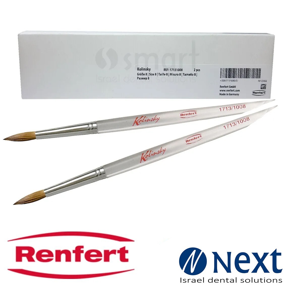 Lotx2 Renfert Dental ceramic brush premium Natural bristle №8 Kolinsky 17131008
