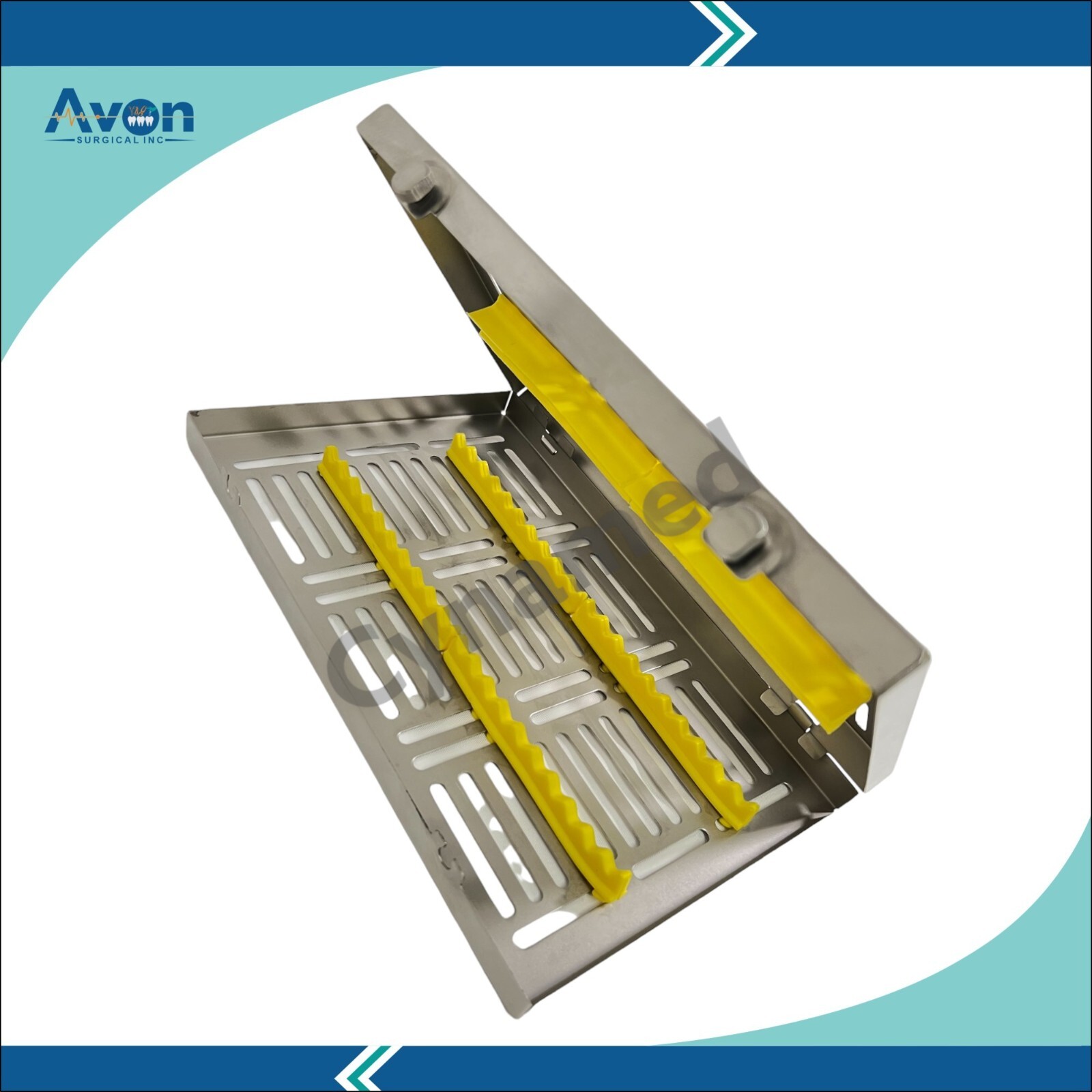 4 Pack – Sterilization Cassette with Double Button & Detachable Lid German Steel